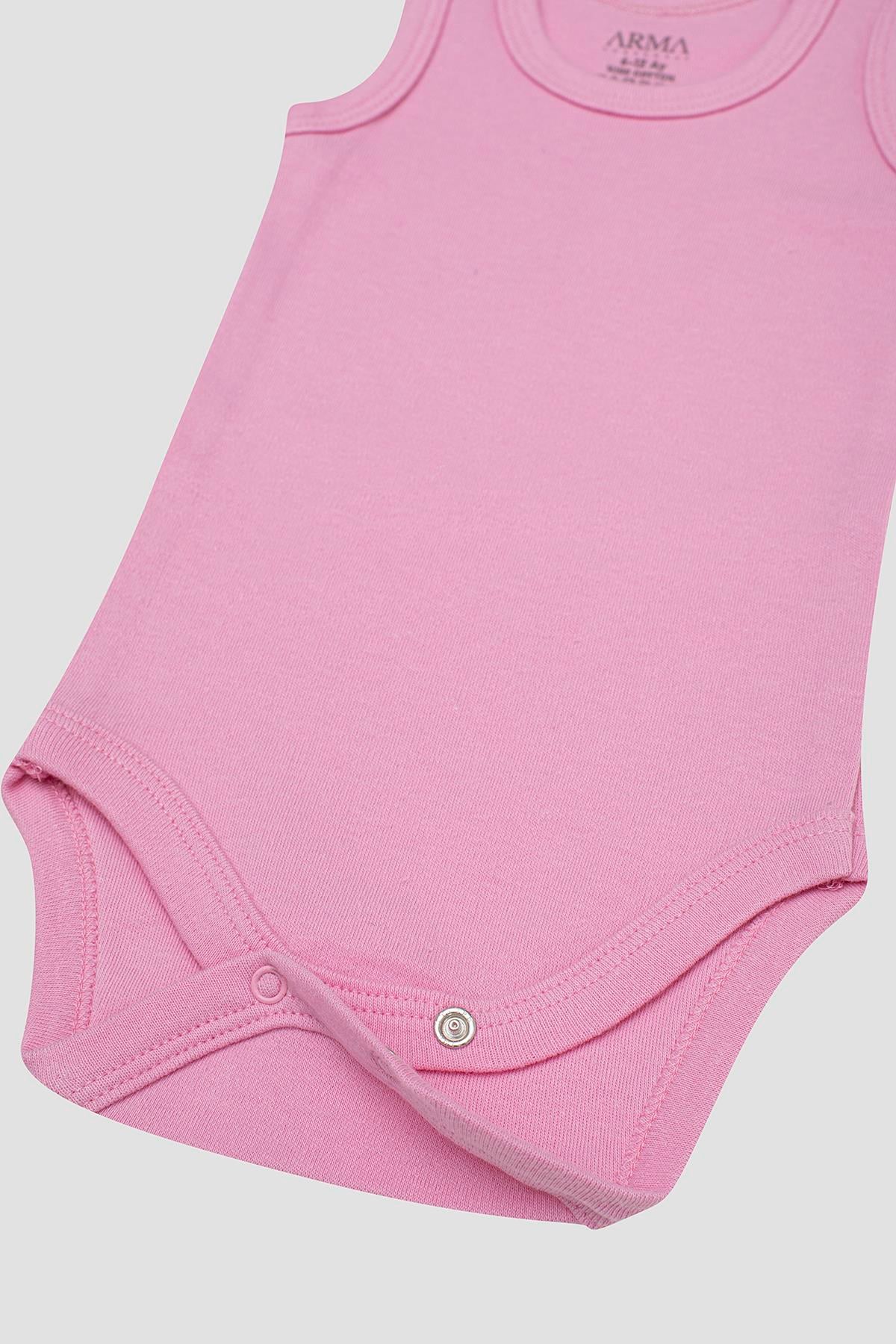 %100 Organik Pamuk 3'lü Pembe Bebek Atlet Çıtçıtlı Zıbın Body