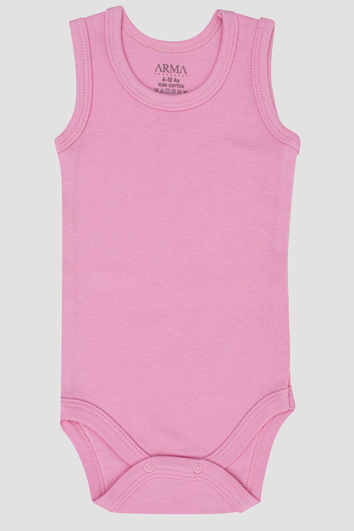 %100 Organik Pamuk 3'lü Pembe Bebek Atlet Çıtçıtlı Zıbın Body