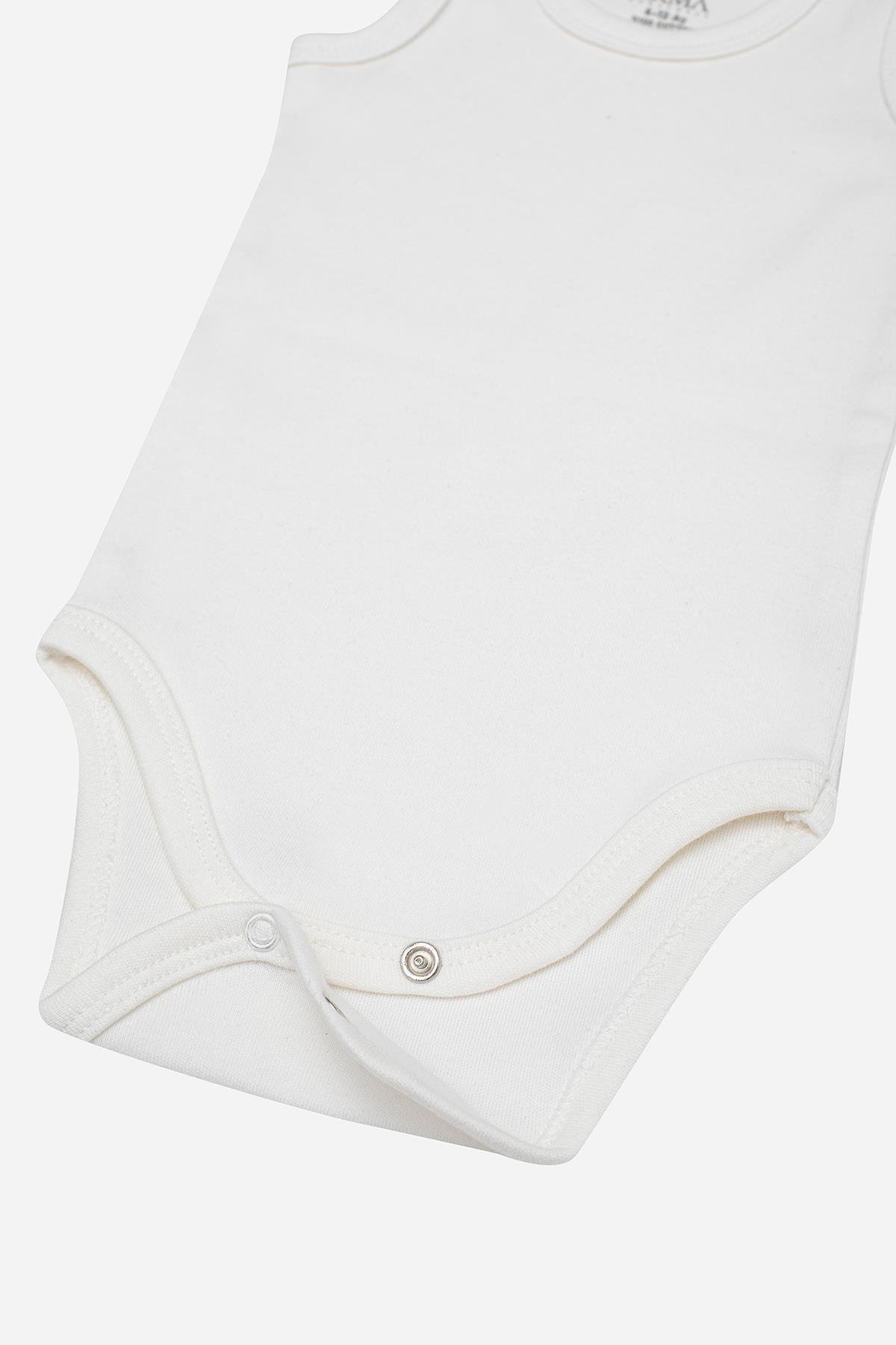 %100 Organik Pamuklu Beyaz Bebek Atlet Çıtçıtlı Zıbın Body 5'li Paket