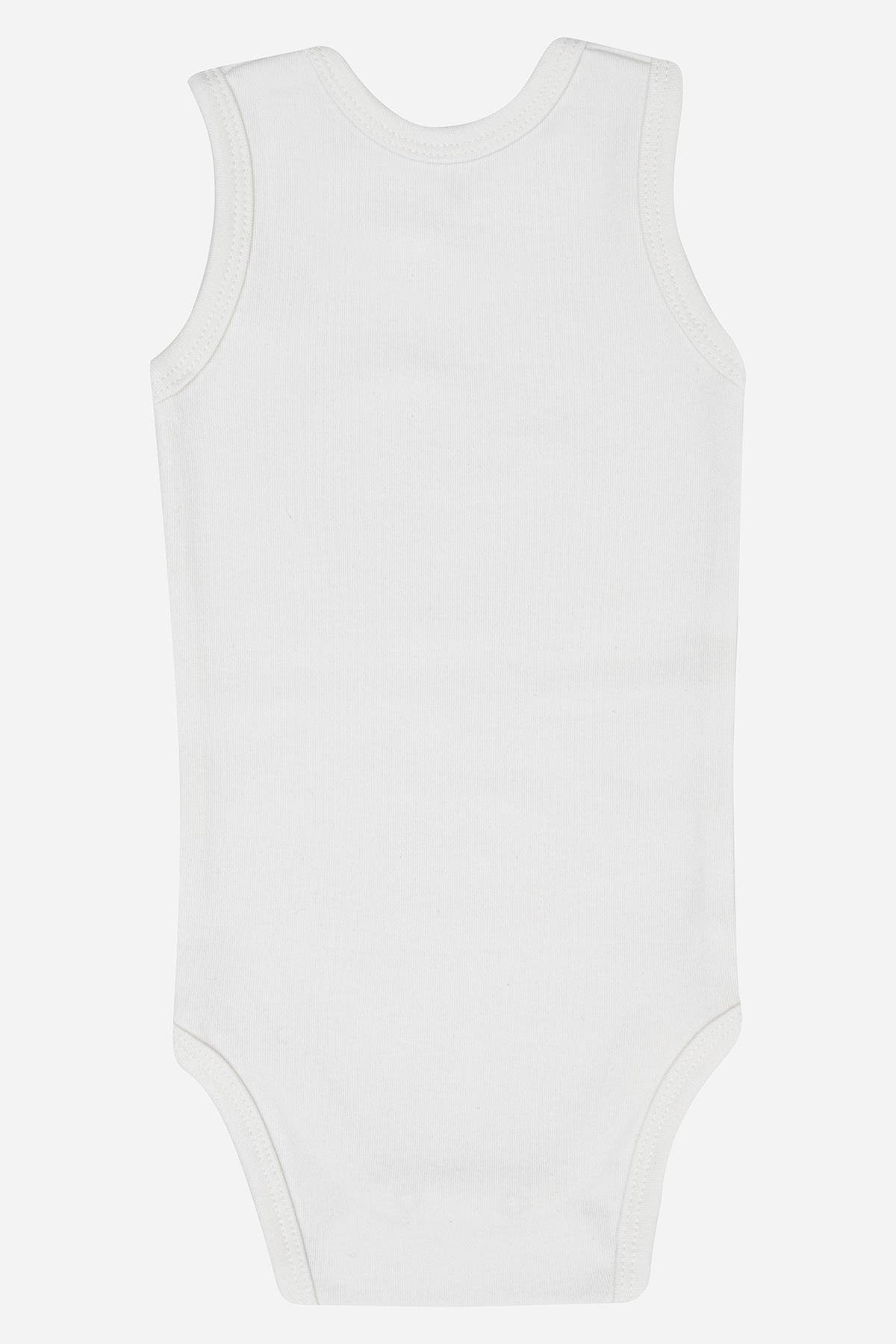 %100 Organik Pamuklu Beyaz Bebek Atlet Çıtçıtlı Zıbın Body 5'li Paket