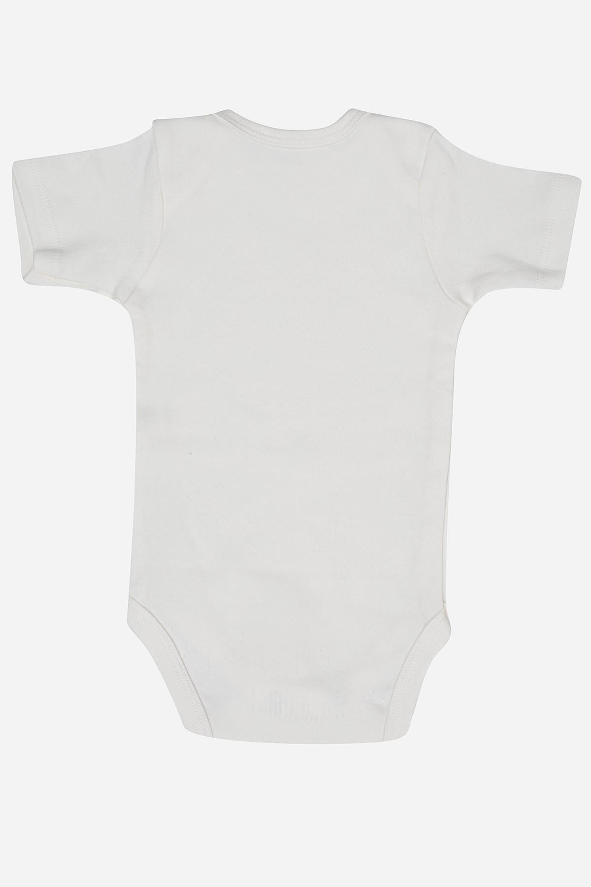 %100 Organik Pamuklu Beyaz Kısa Kollu Bebek Body 5'li Paket