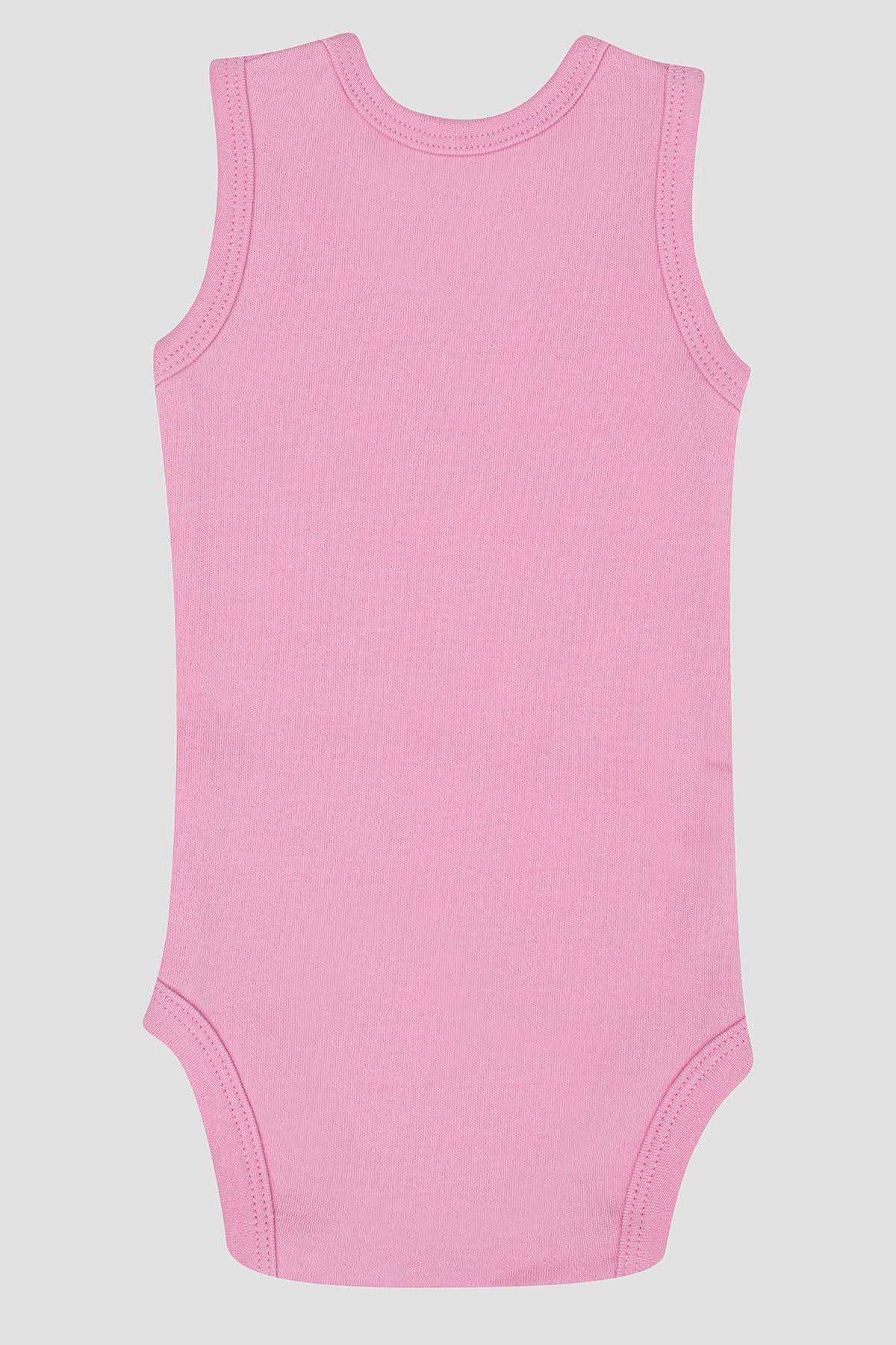 %100 Organik Pamuklu Pembe Bebek Atlet Çıtçıtlı Zıbın Body 5'li Paket