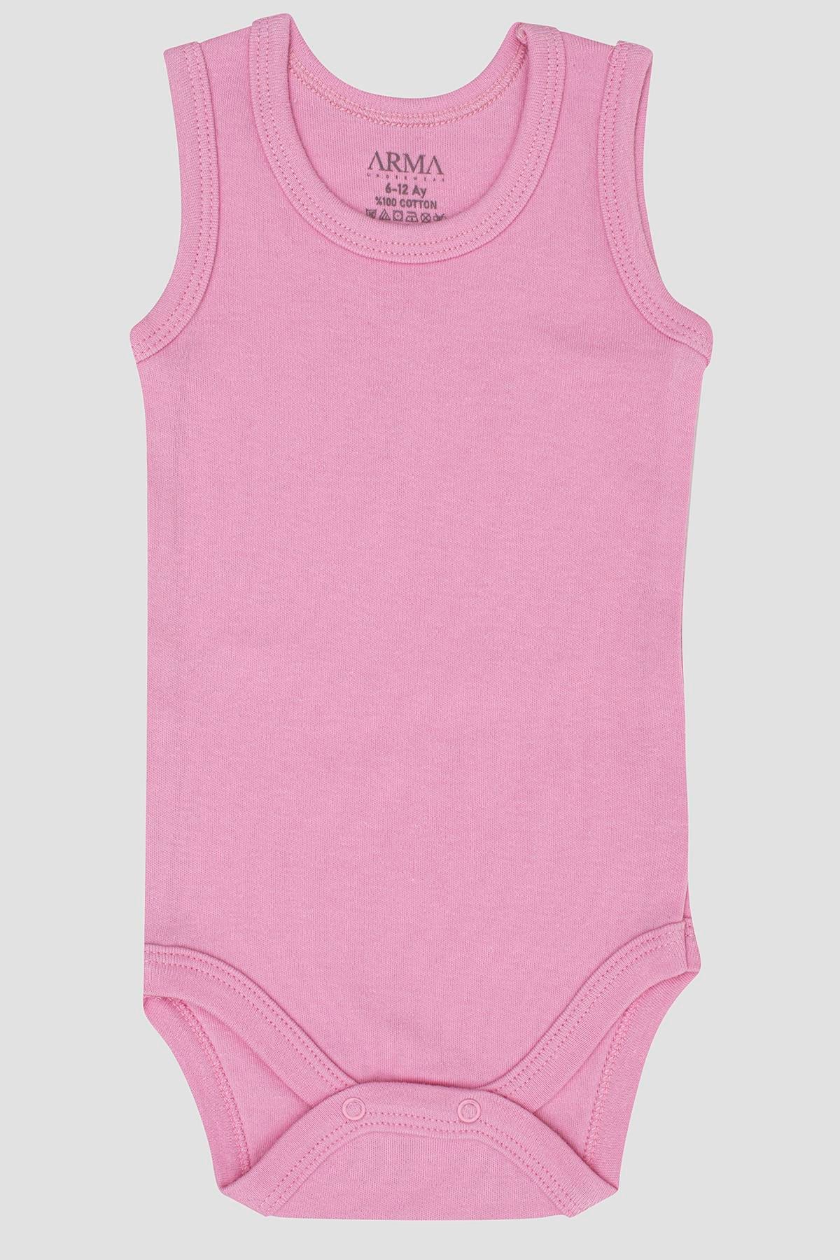 %100 Organik Pamuklu Pembe Bebek Atlet Çıtçıtlı Zıbın Body 5'li Paket