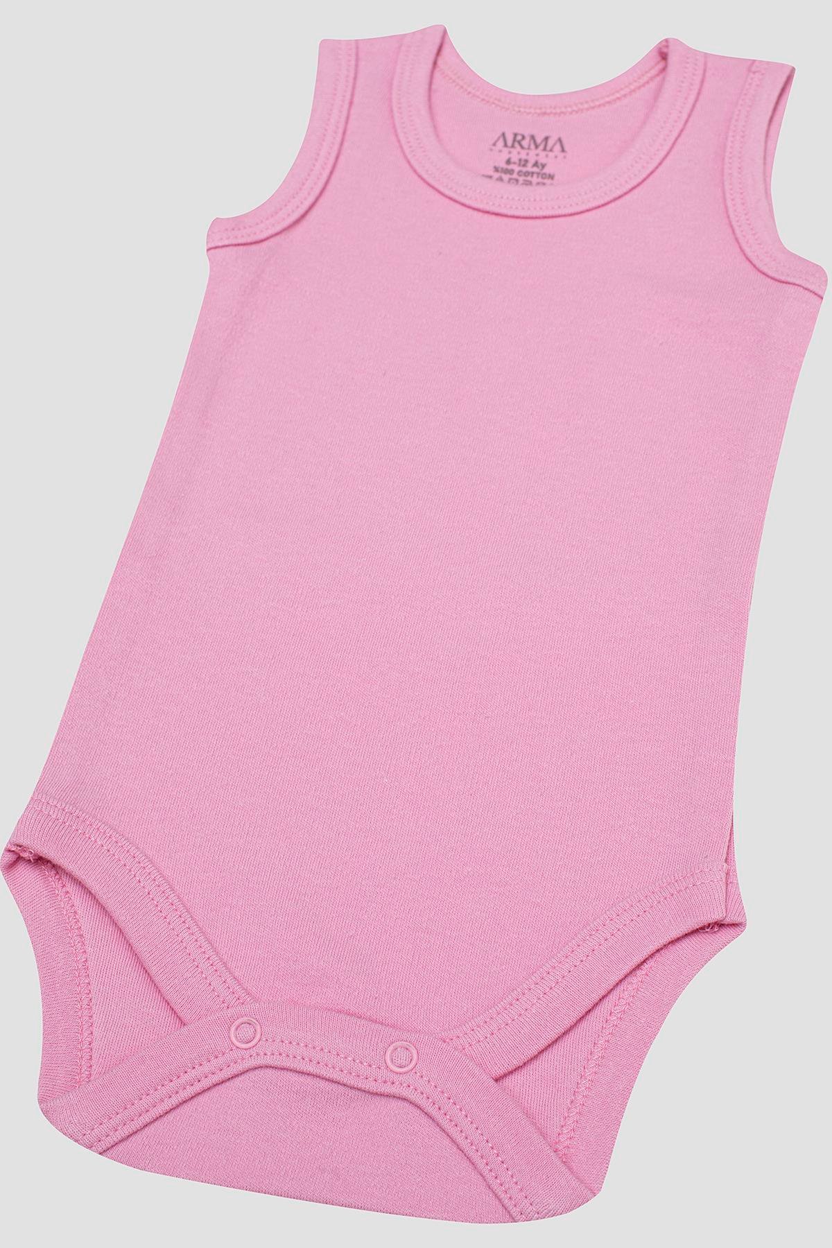 %100 Organik Pamuklu Pembe Bebek Atlet Çıtçıtlı Zıbın Body 5'li Paket
