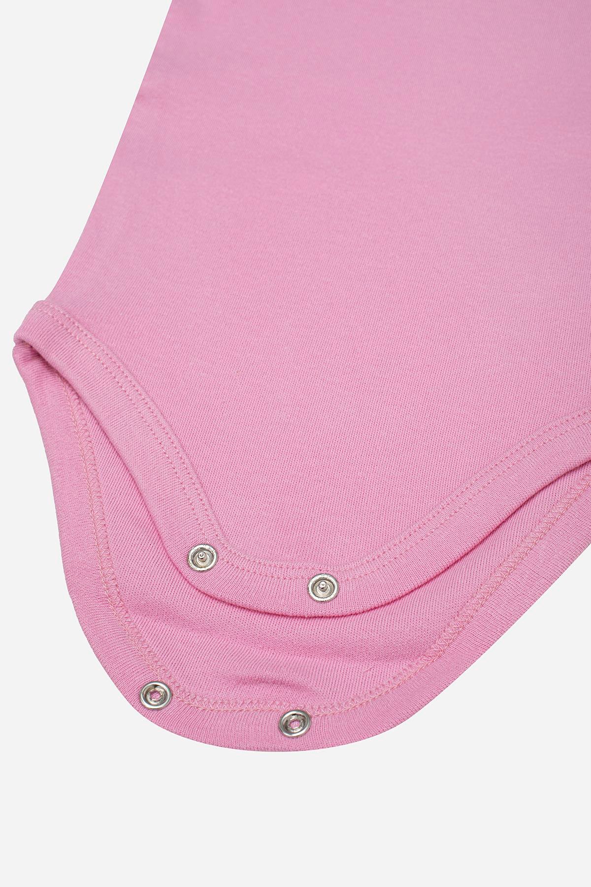 %100 Organik Pamuklu Pembe Kısa Kollu Bebek Body 5'li Paket