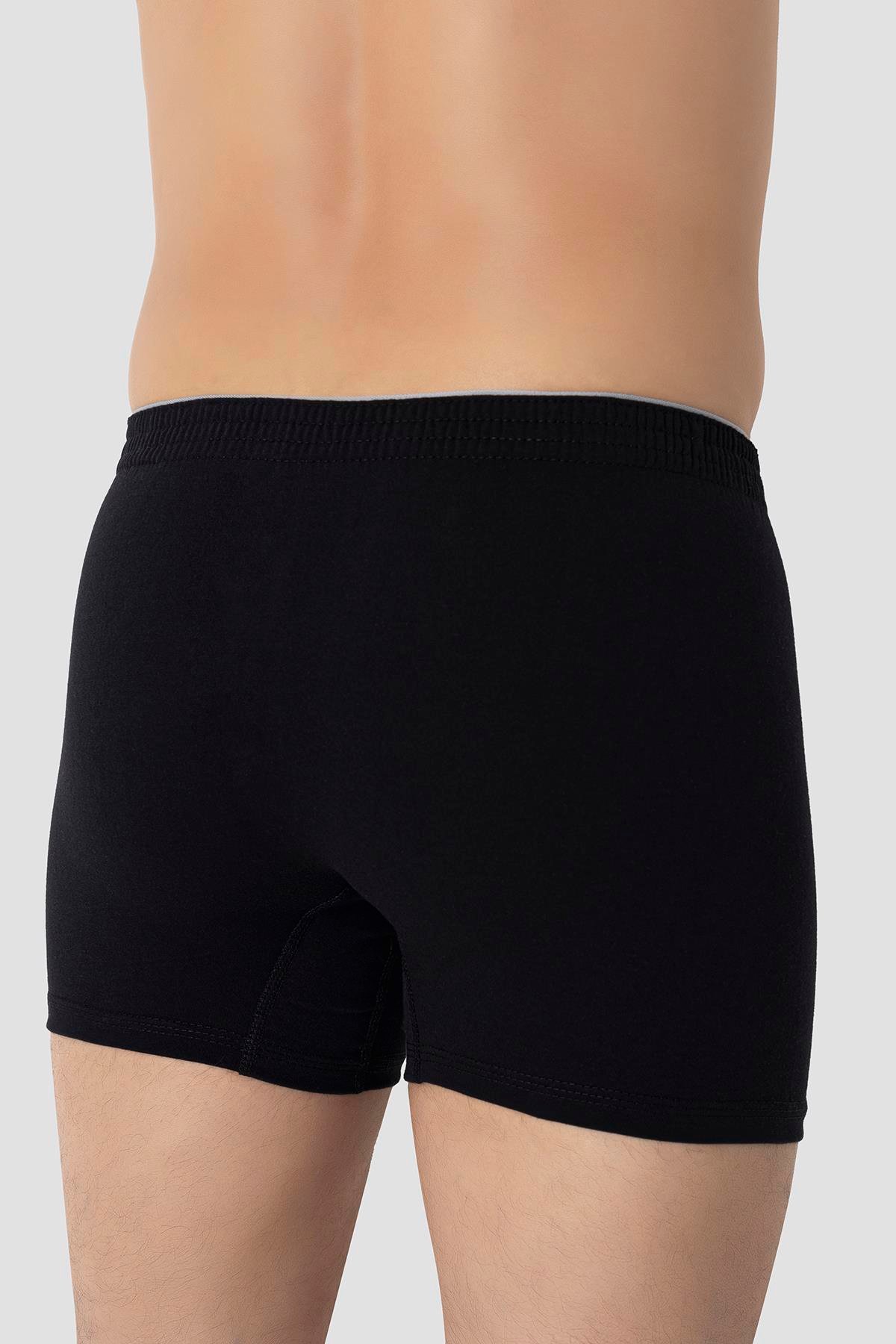 3'lü Paket Erkek Büyük Beden Boxer Siyah %100 Pamuklu Penye Geniş Kalıp Battal Boy İç Çamaşırı 