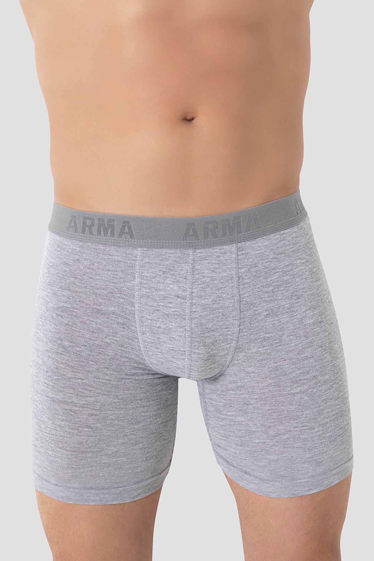 5'li Paket Gri Erkek Büyük Beden Boxer Pamuklu Likralı