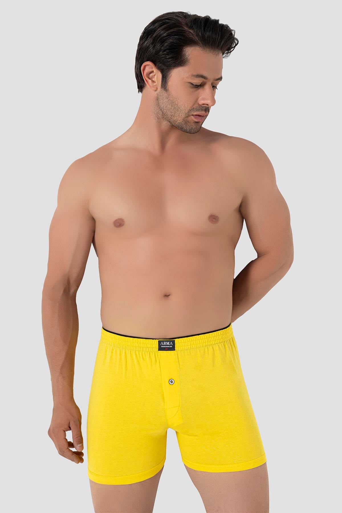 6'lı Paket Karışık Renkli Erkek Penye Havlu Bel Boxer %100 Pamuk