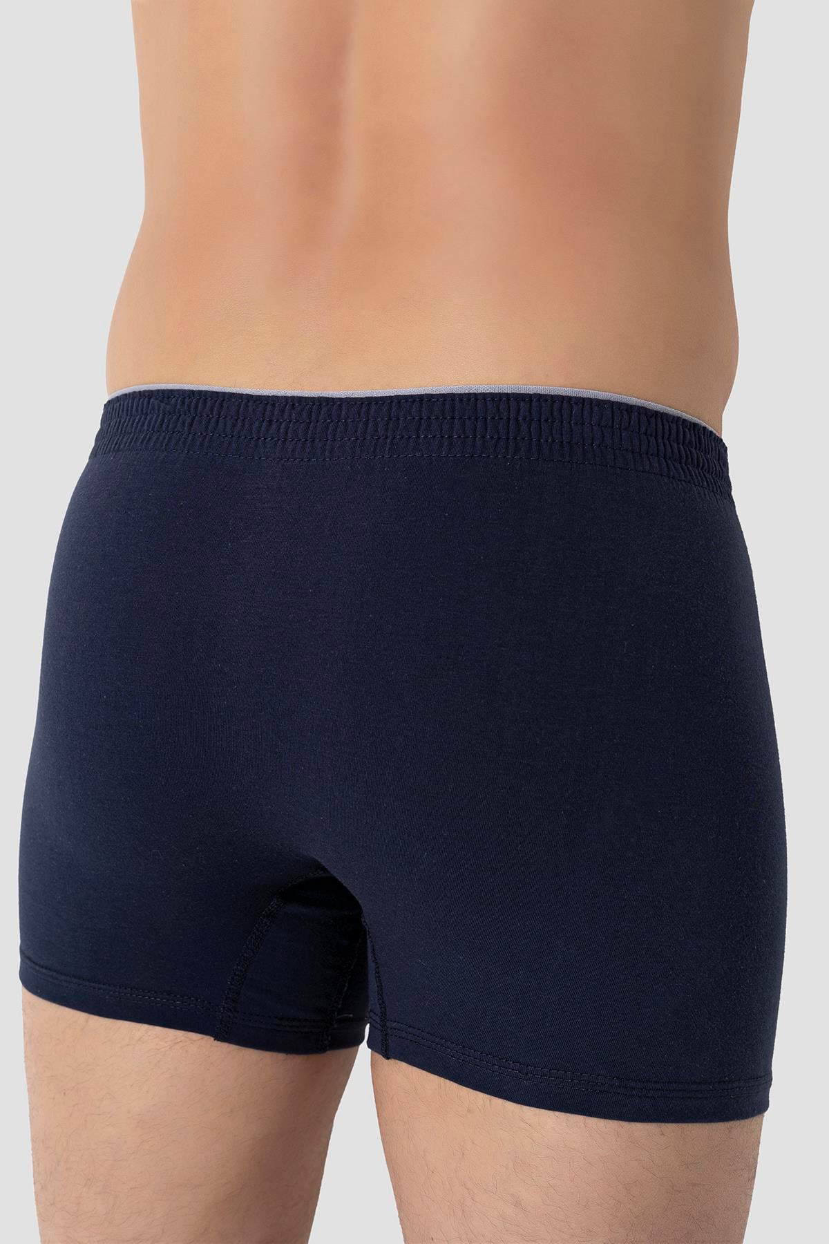 6'lı Paket Lacivert Erkek Penye Havlu Bel Boxer %100 Pamuk