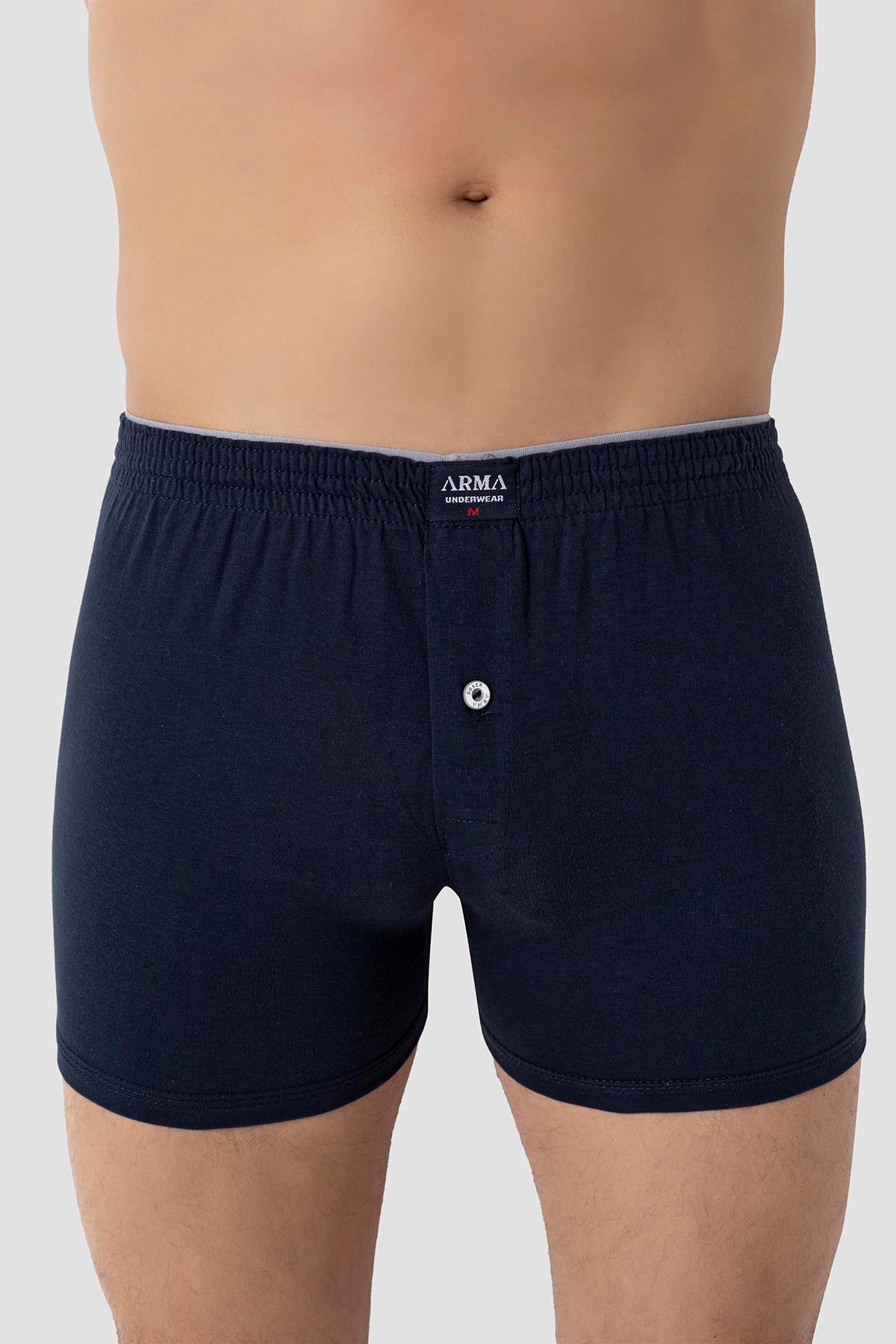 6'lı Paket Lacivert Erkek Penye Havlu Bel Boxer %100 Pamuk