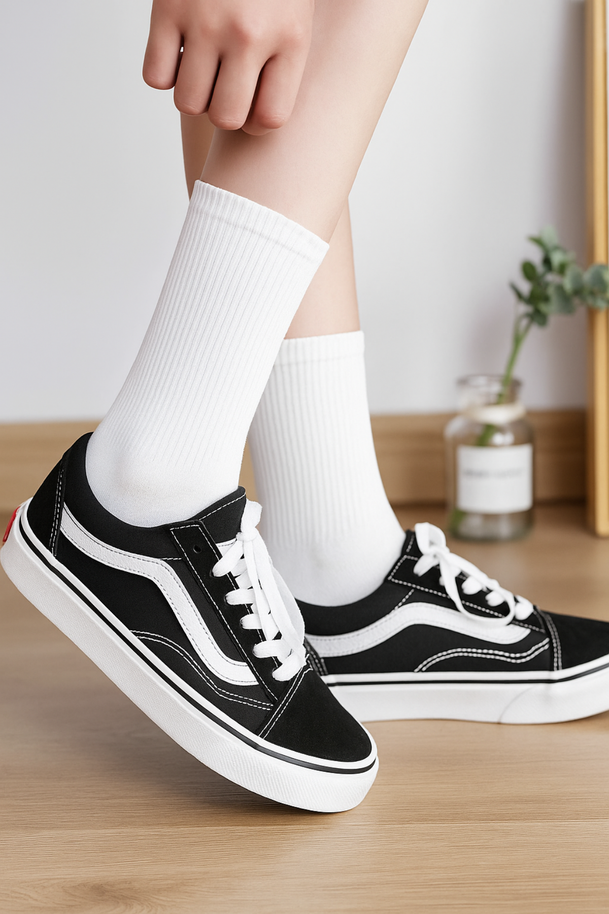 6'lı Unisex Pamuklu Düz Beyaz Tenis Çorap Seti Soket Boy