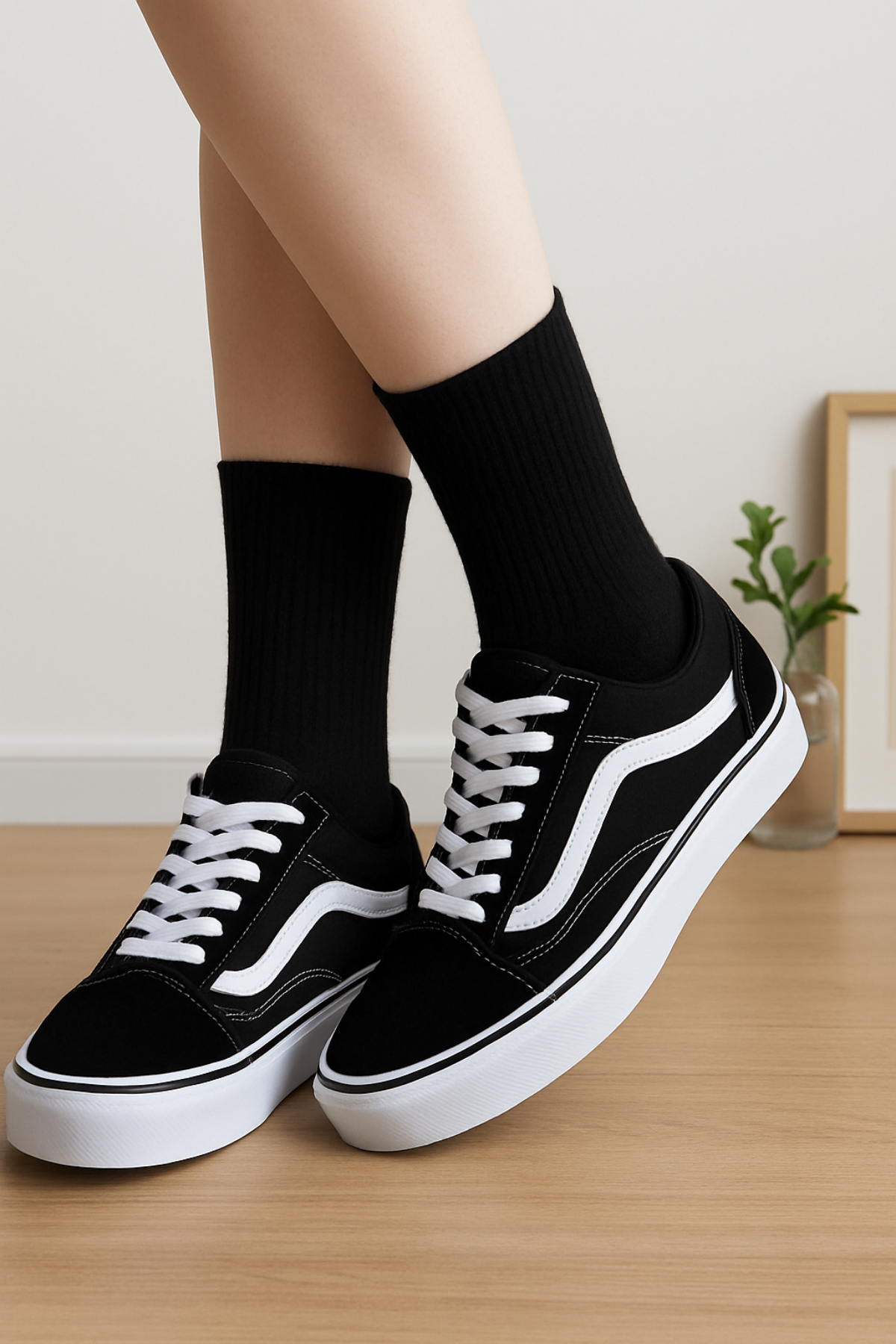 6'lı Unisex Pamuklu Düz Siyah Tenis Çorap Seti Soket Boy