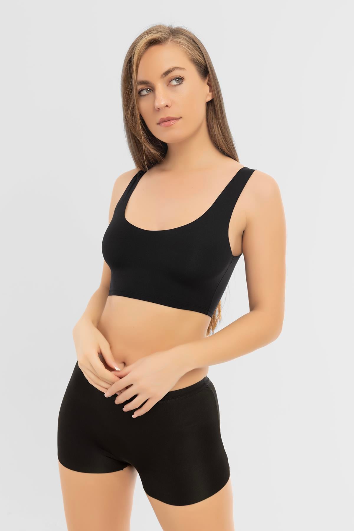 Basic Lazer Kesim Dikişsiz Kadın Boxer Külot 3'lü Paket Siyah