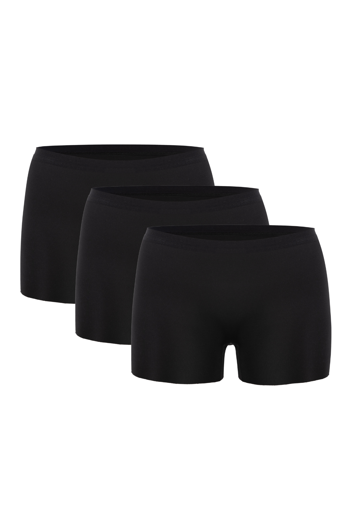 Basic Lazer Kesim Dikişsiz Kadın Boxer Külot 3'lü Paket Siyah