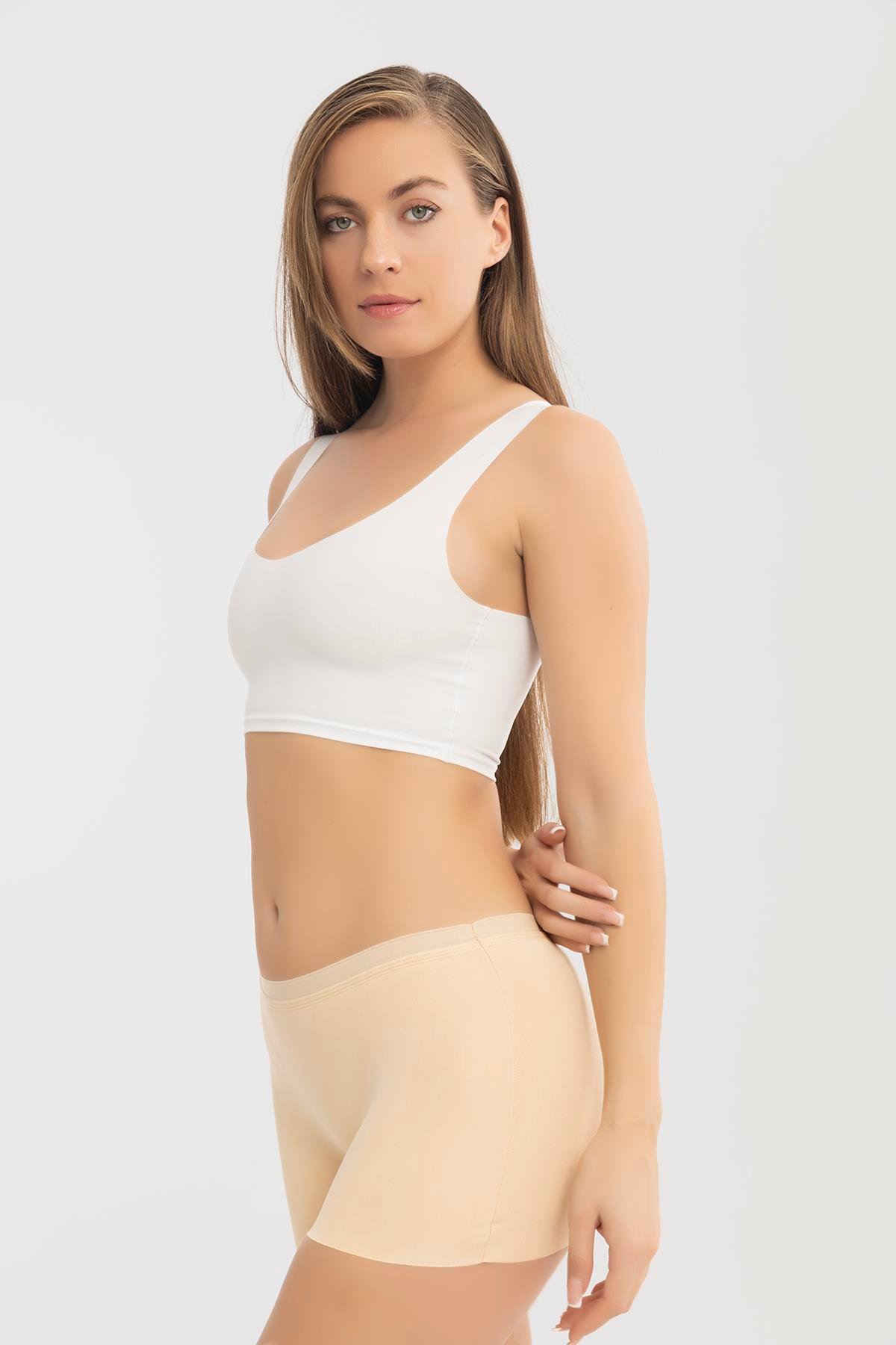 Basic Lazer Kesim Dikişsiz Kadın Boxer Külot 3'lü Paket Renkli