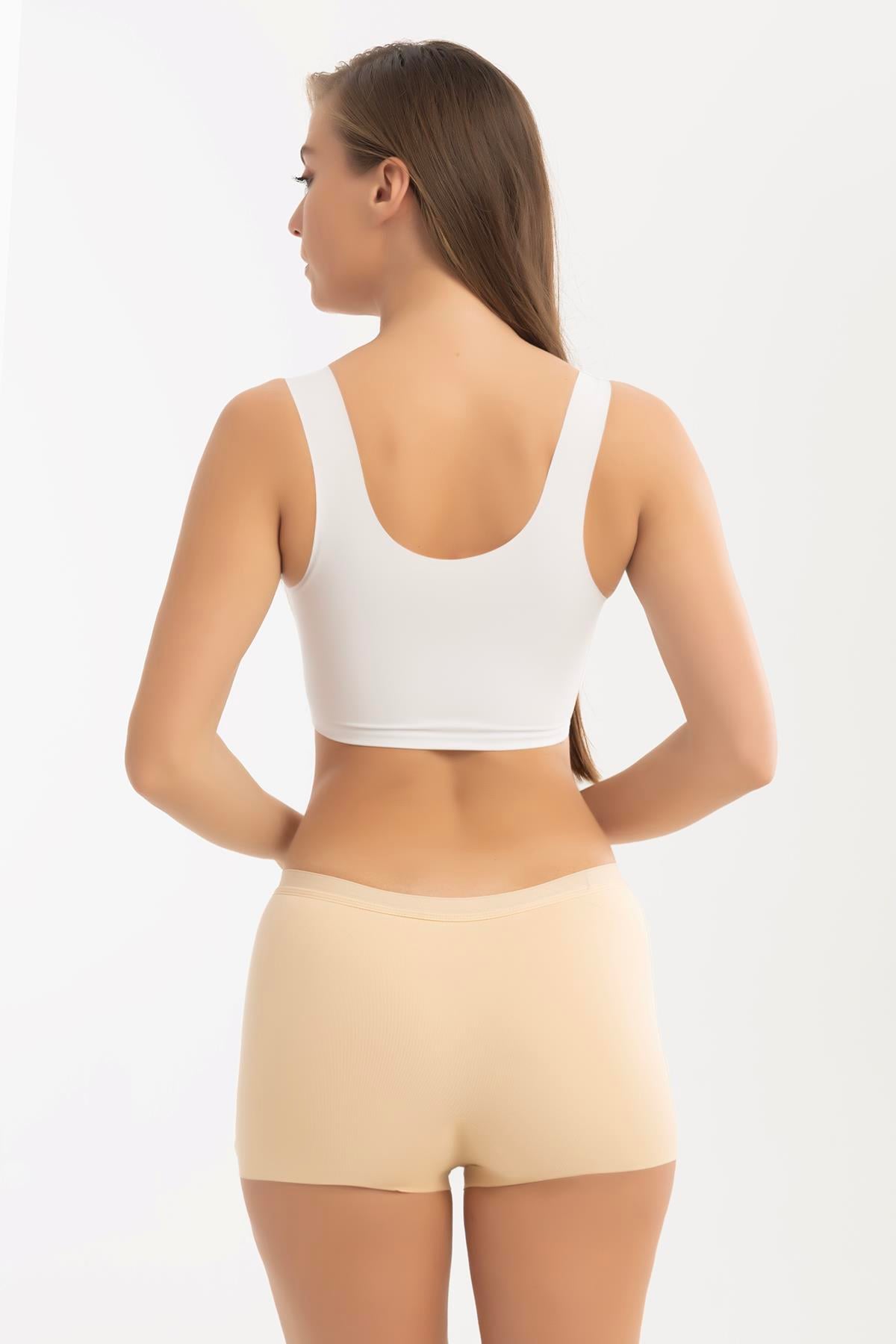Basic Lazer Kesim Dikişsiz Kadın Boxer Külot 3'lü Paket Ten