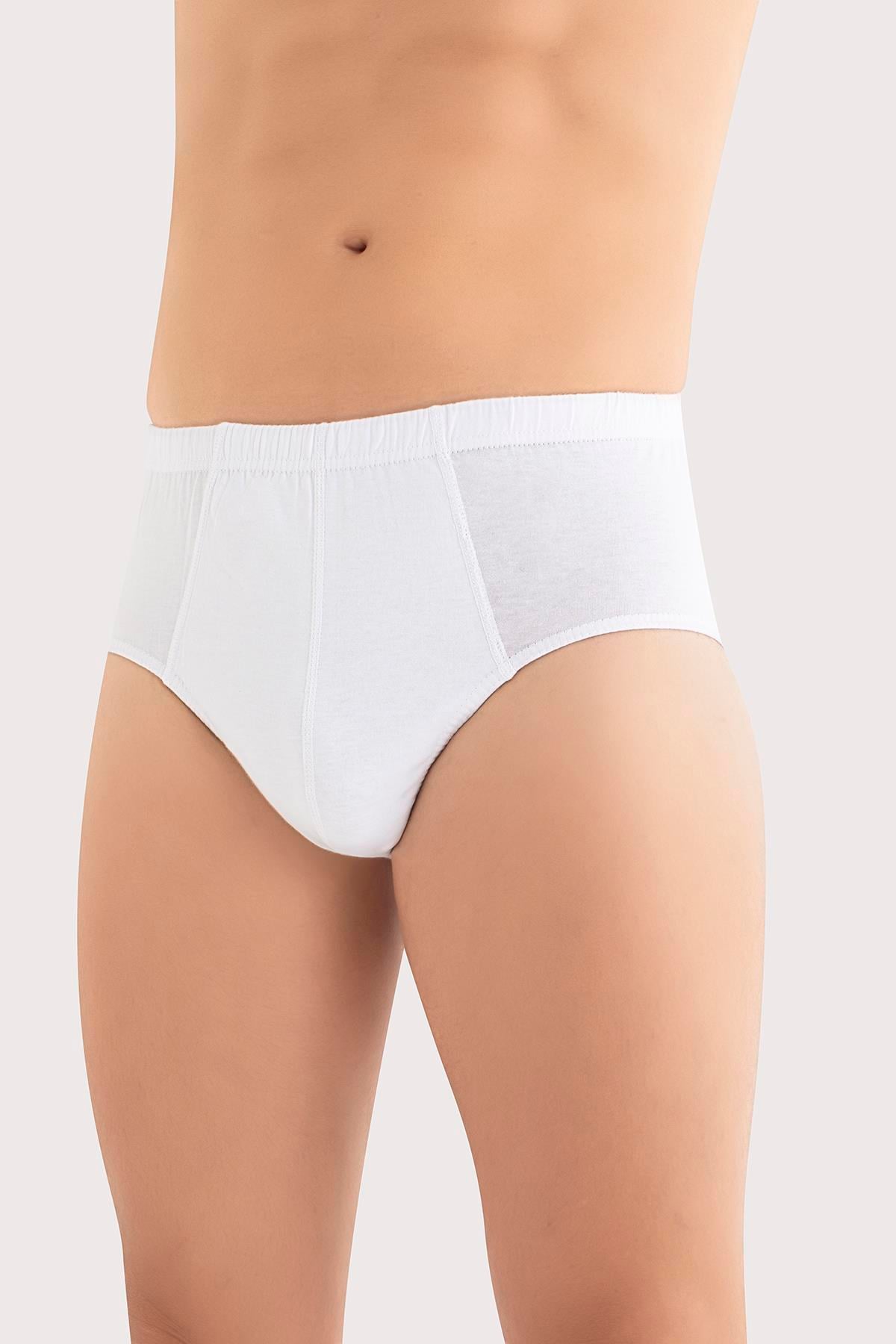 Beyaz 6'lı Paket Erkek Külot %100 Pamuk Penye