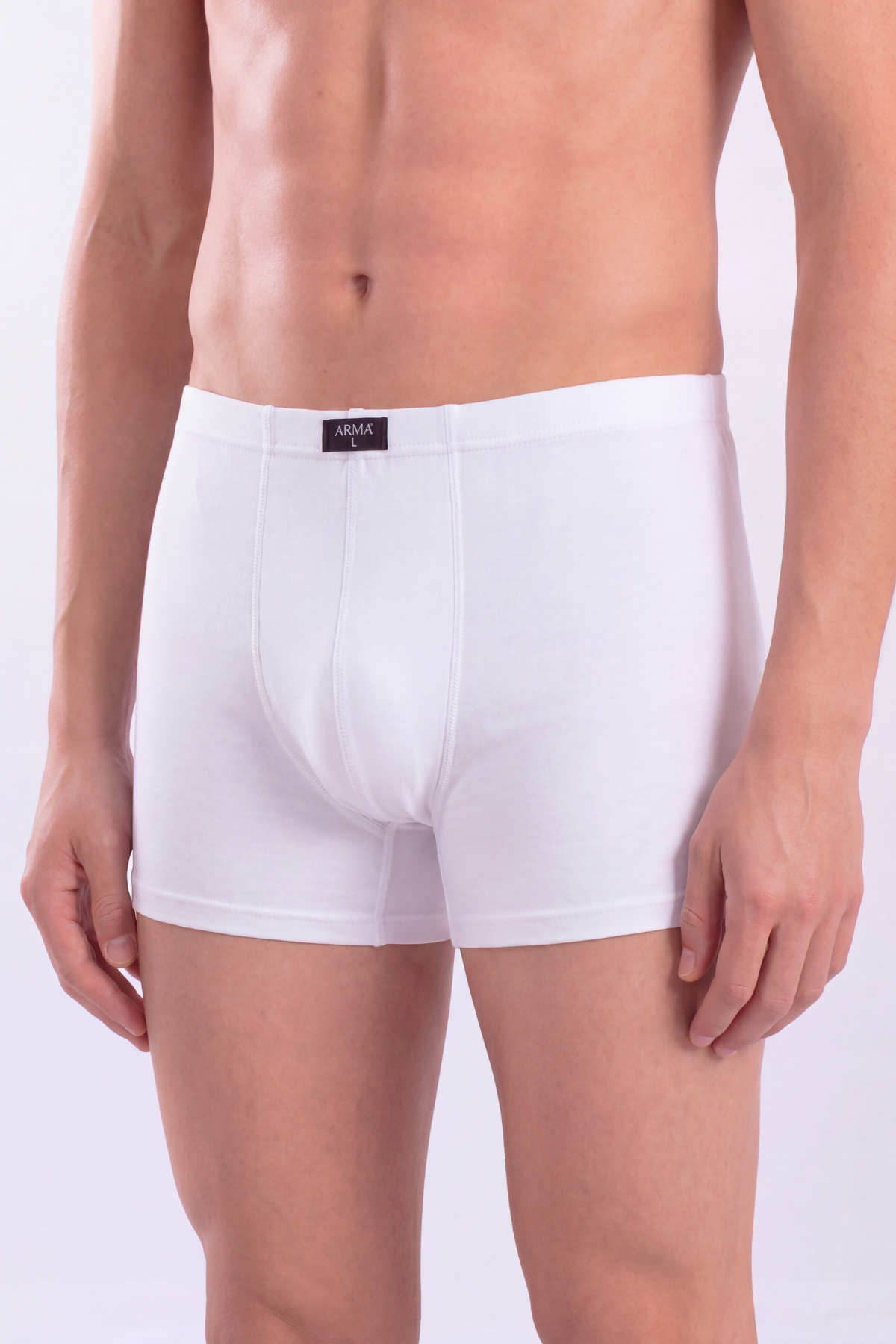 Beyaz Erkek Boxer Düz 3'lü Paket Pamuklu Likralı