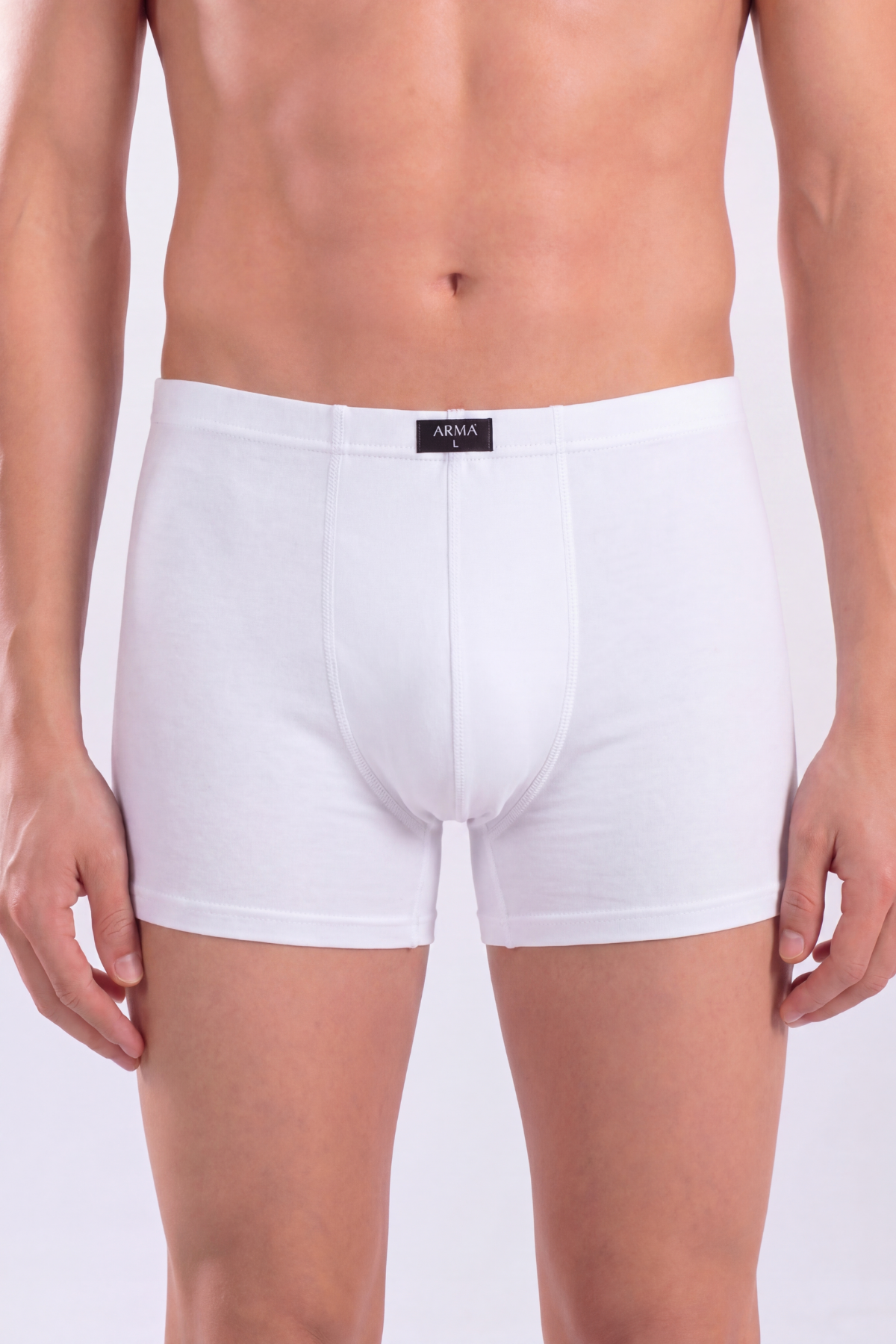 Beyaz Erkek Boxer Düz 3'lü Paket Pamuklu Likralı