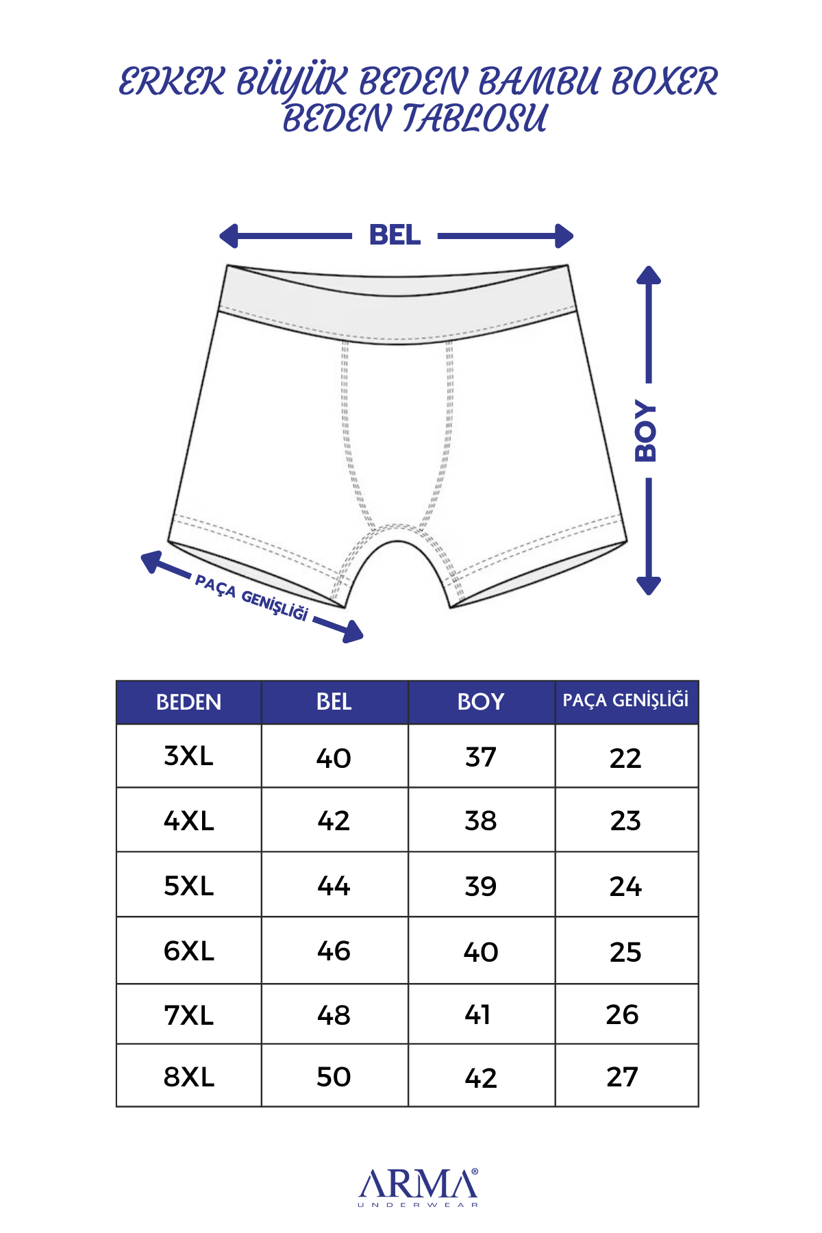 Erkek Bambu Büyük Beden Boxer Lacivert 10'lu Paket