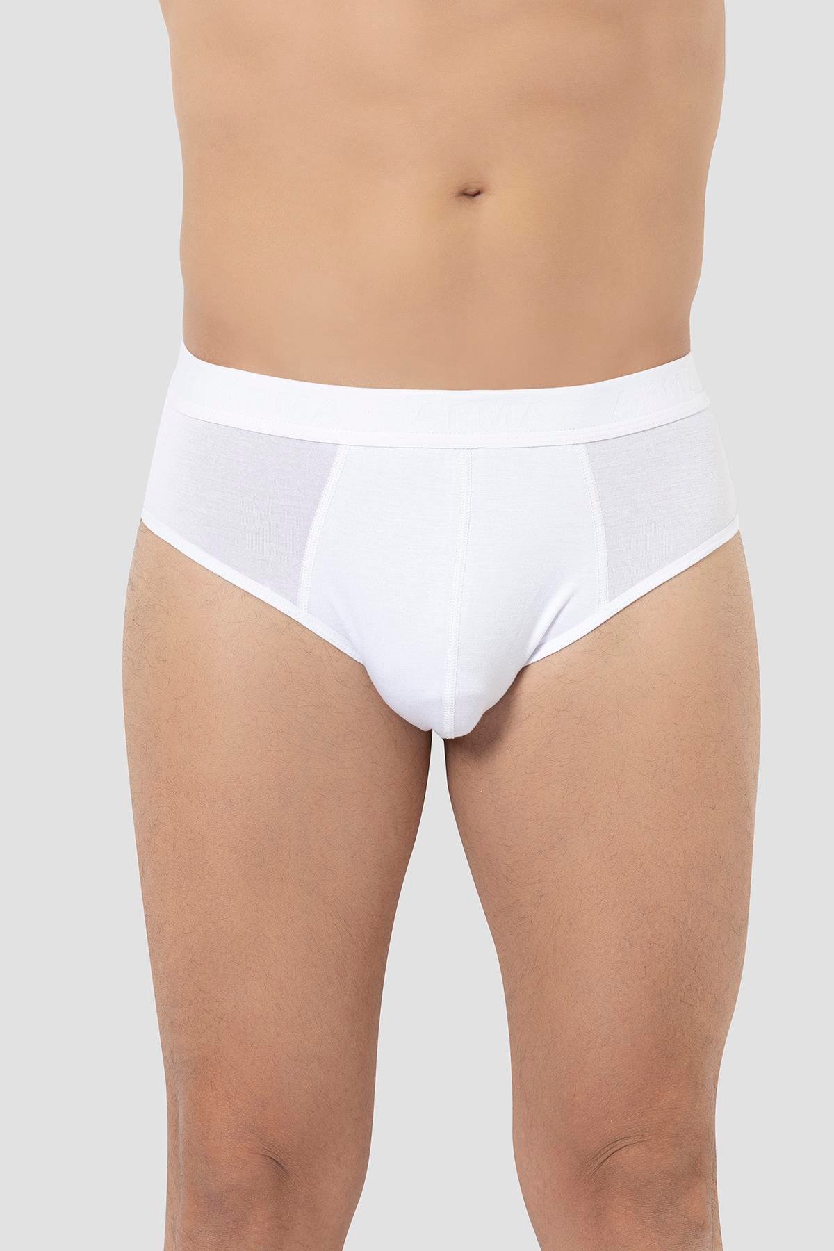 Erkek Bambu Slip Külot Düz Beyaz 3'lü Paket