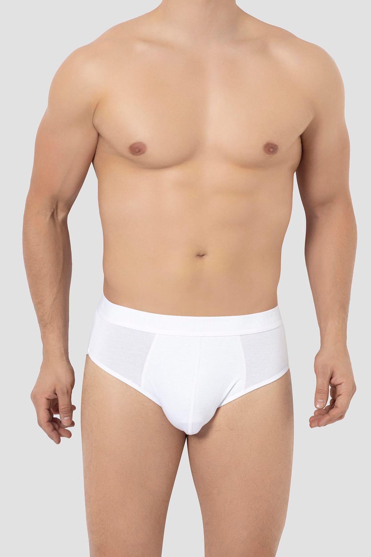 Erkek Bambu Slip Külot Düz Beyaz 3'lü Paket