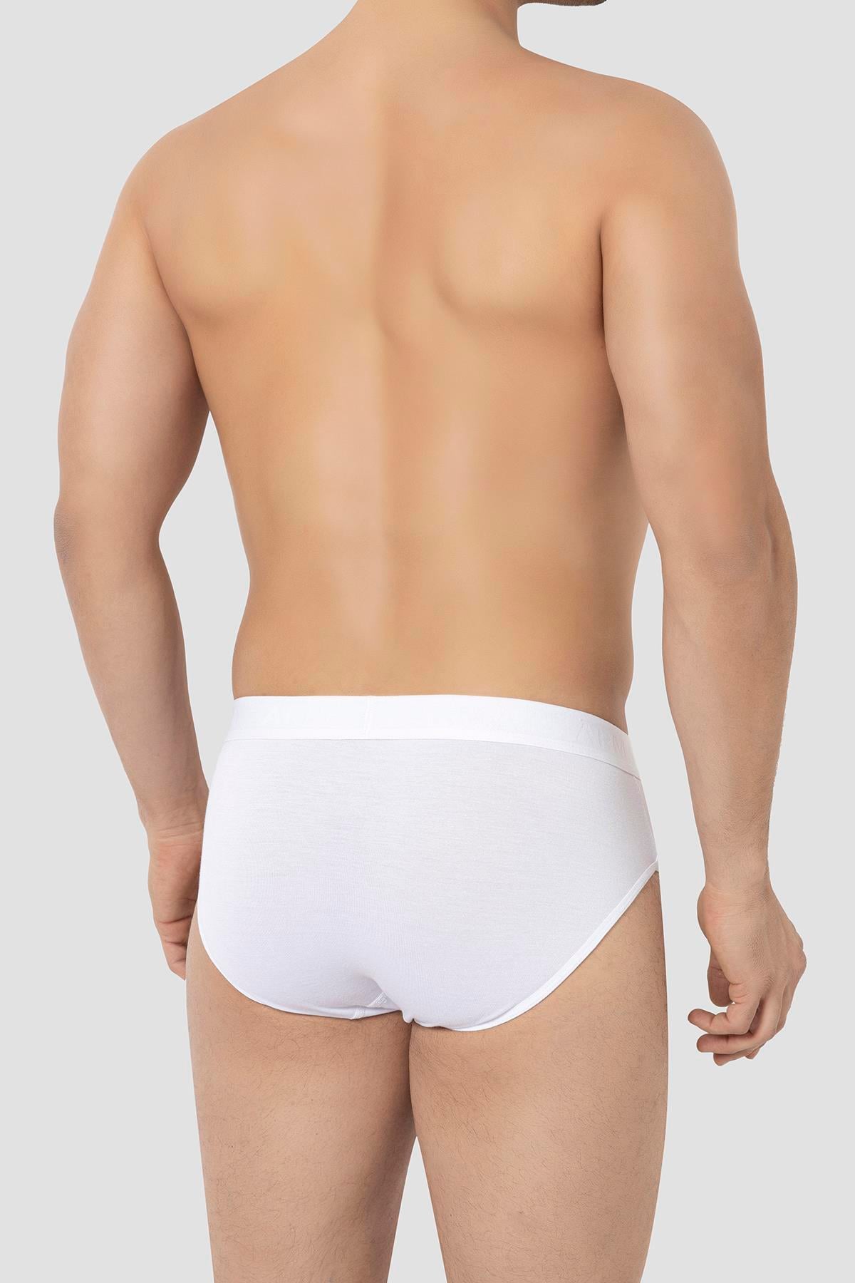 Erkek Bambu Slip Külot Düz Beyaz 3'lü Paket