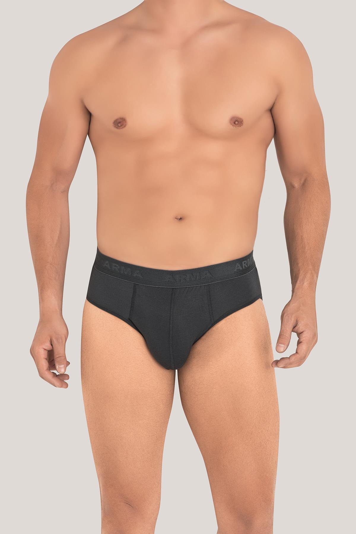Erkek Bambu Slip Külot Düz Füme 3'lü Paket