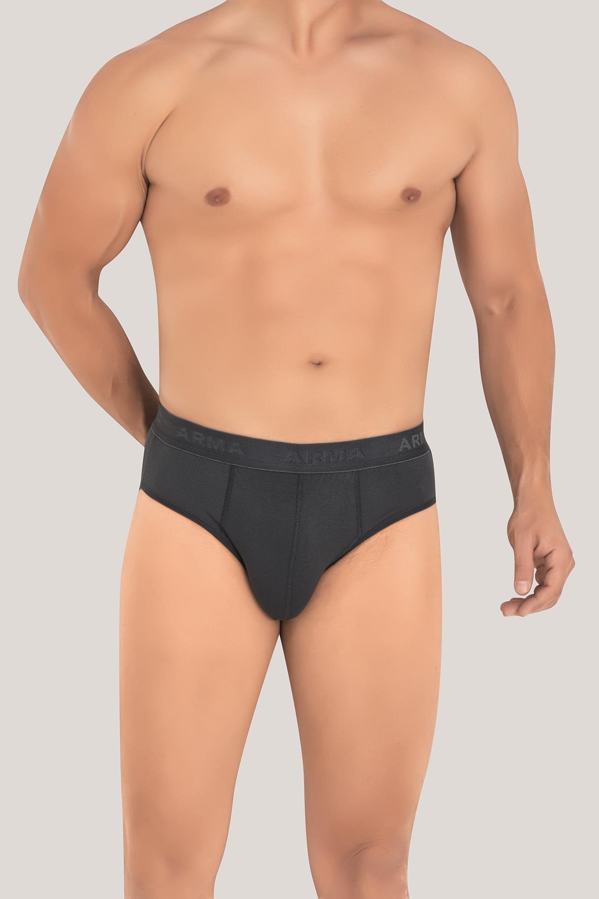 Erkek Bambu Slip Külot Düz Füme 3'lü Paket