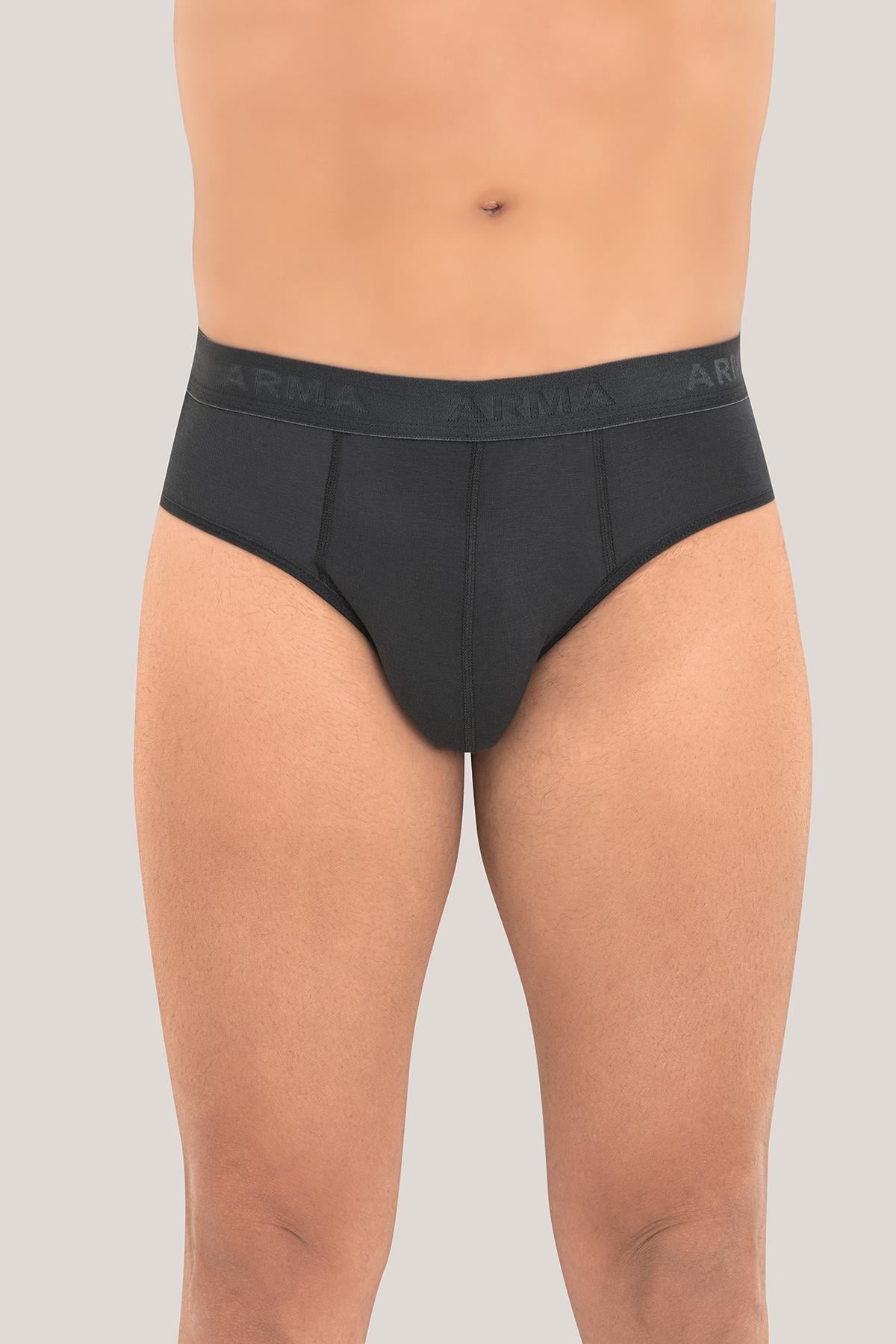 Erkek Bambu Slip Külot Düz Füme 3'lü Paket