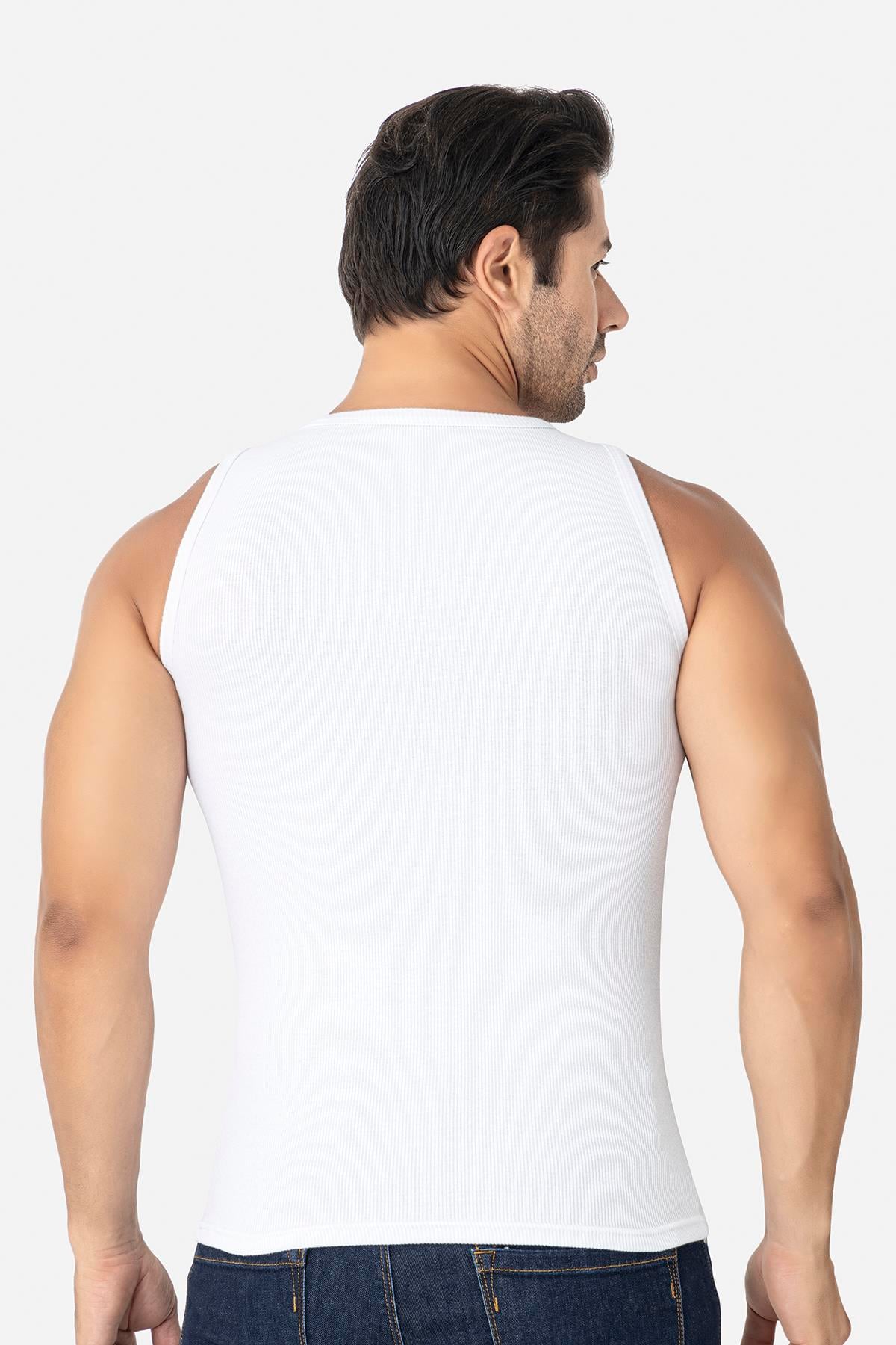 Erkek Beyaz Fitilli Kaşkorse Atlet 3'lü Paket Esnek ve Yumuşak Kumaş