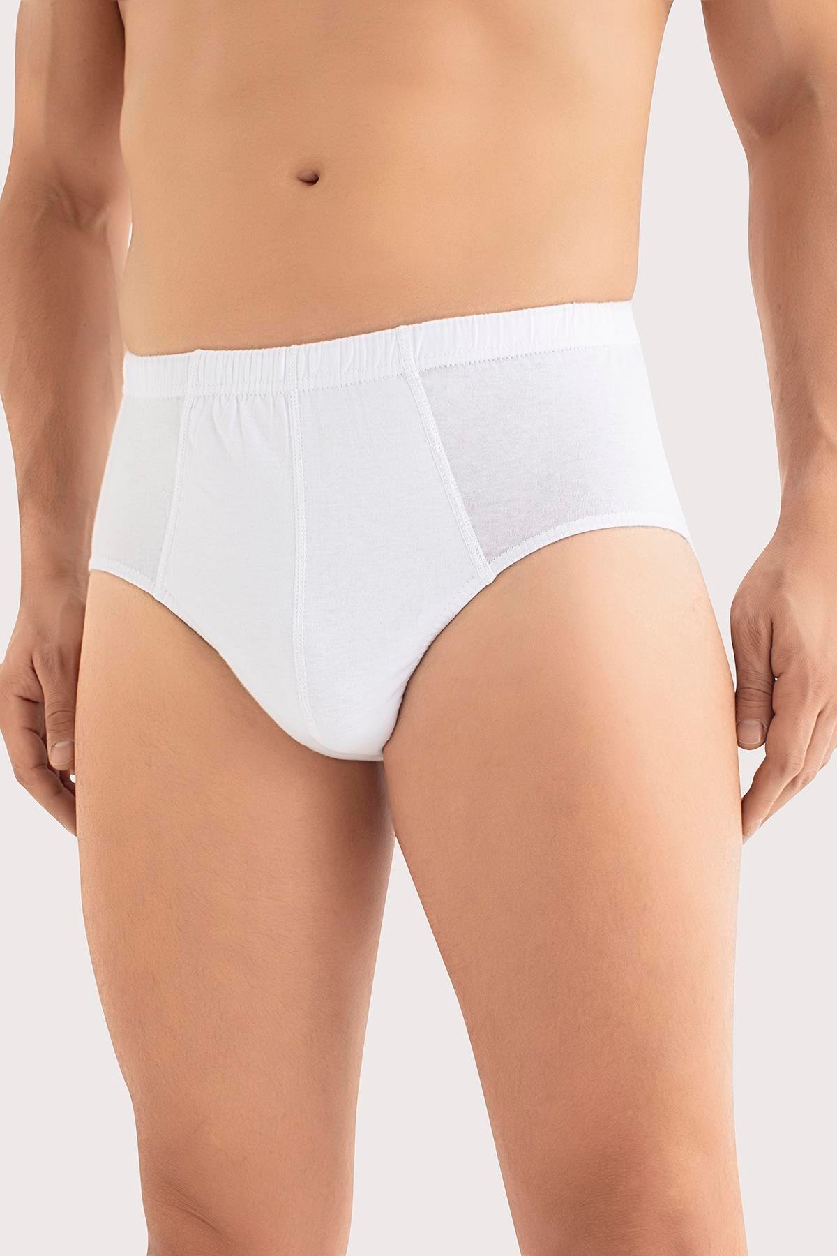 Erkek Büyük Beden Külot Slip 6'lı Paket Beyaz %100 Pamuk 