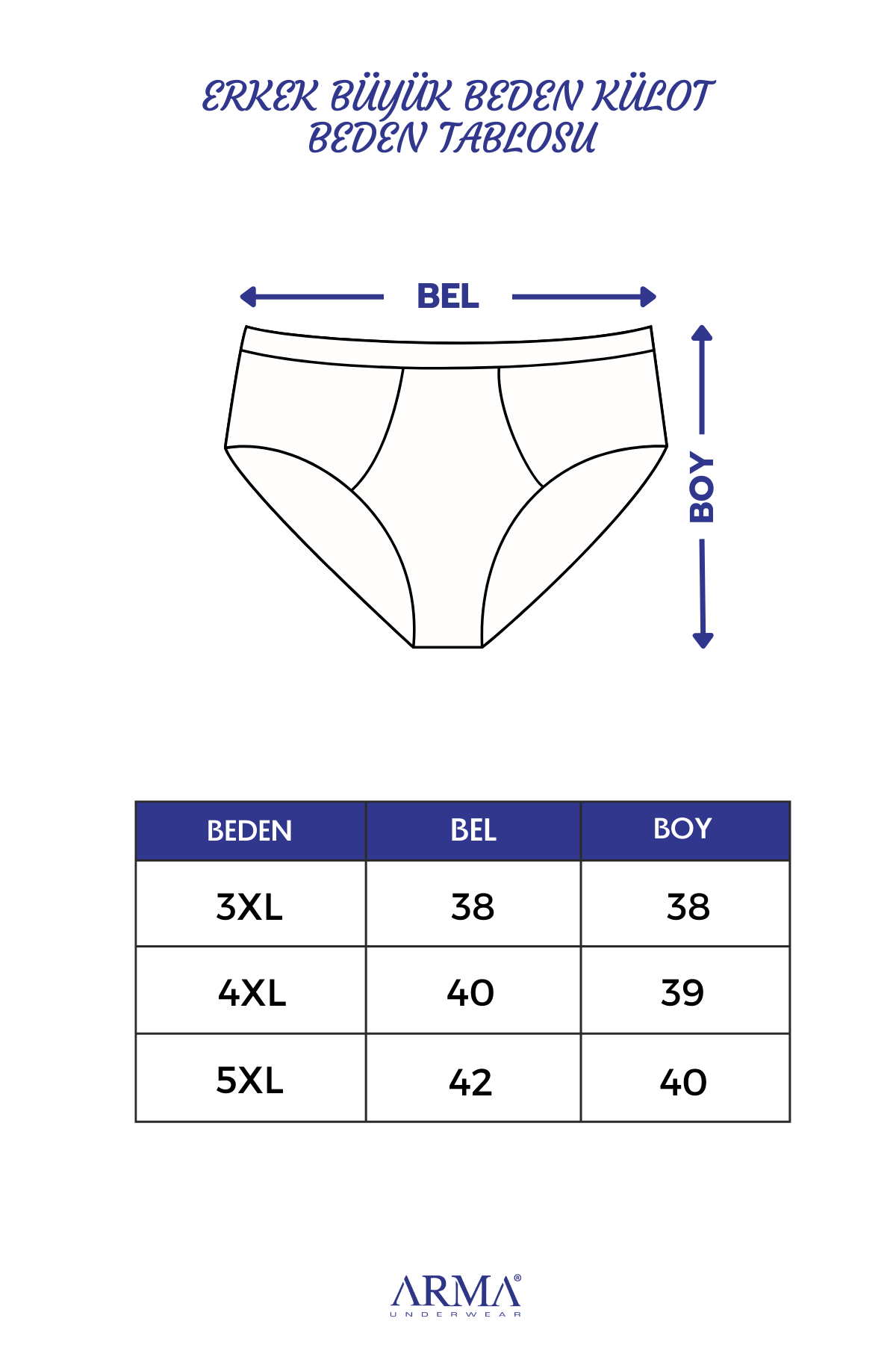 Erkek Büyük Beden Külot Slip 6'lı Paket Beyaz %100 Pamuklu