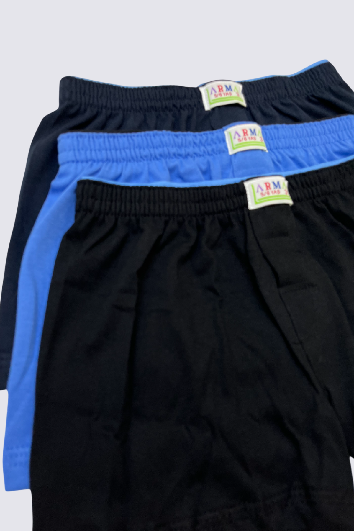 Erkek Çocuk Pamuklu Düz Klasik Rahat Kesim Boxer 3'lü Paket Renkli