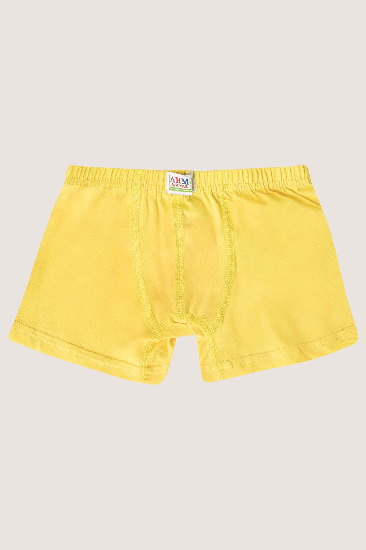 Erkek Çocuk Pamuklu Yumuşak ve Esnek Likralı Boxer 3'lü Mavi Sarı Bordo