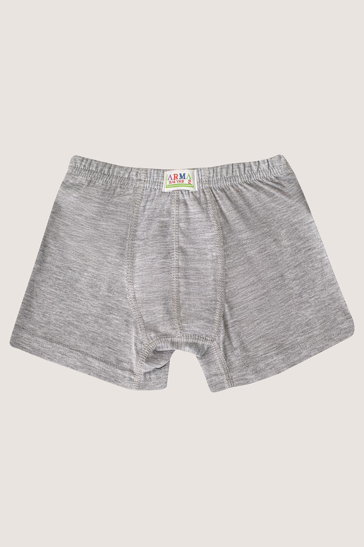 Erkek Çocuk Pamuklu Yumuşak ve Esnek Likralı Boxer 3'lü Paket Gri