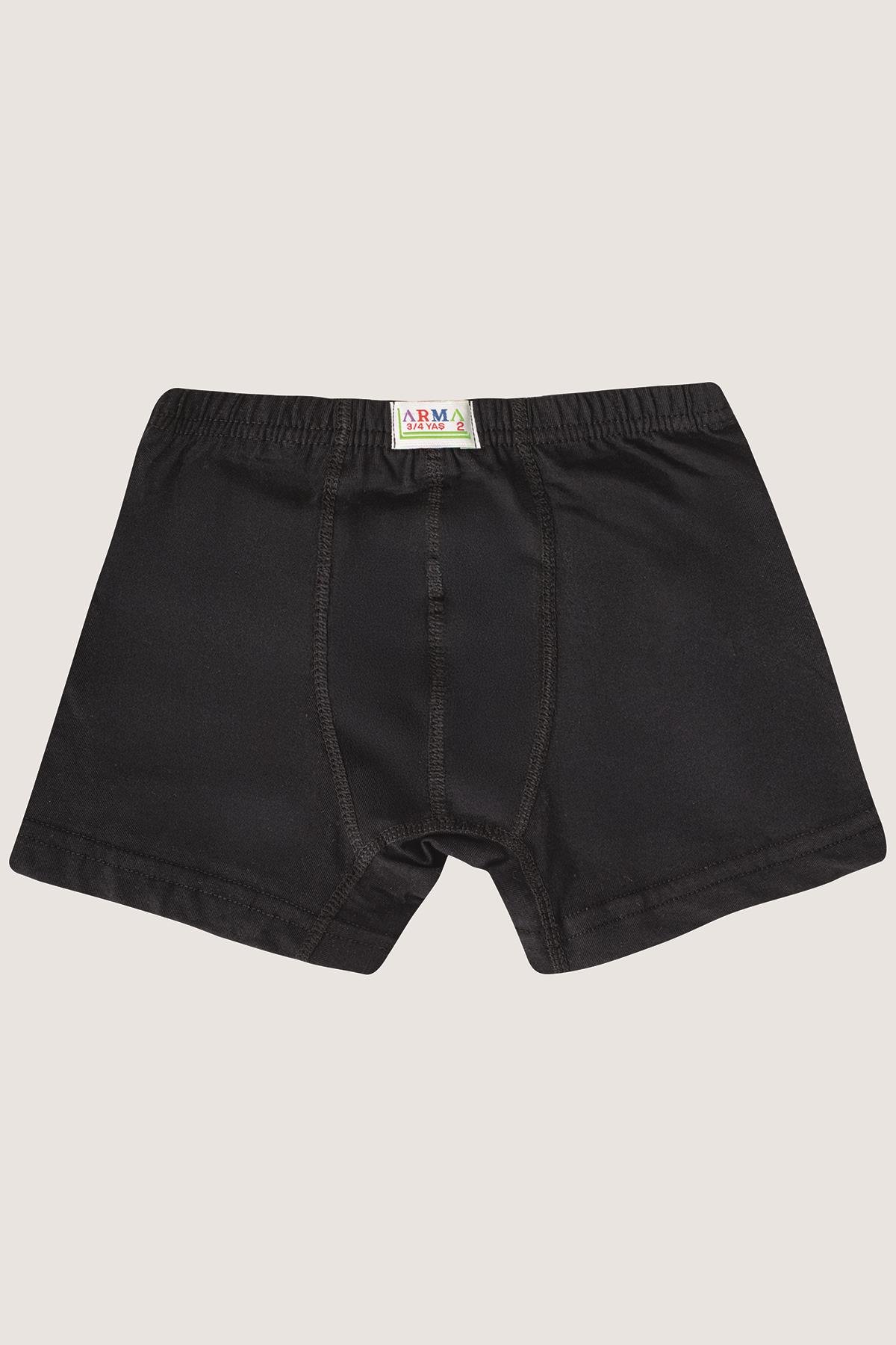 Erkek Çocuk Pamuklu Yumuşak ve Esnek Likralı Boxer 3'lü Paket Siyah