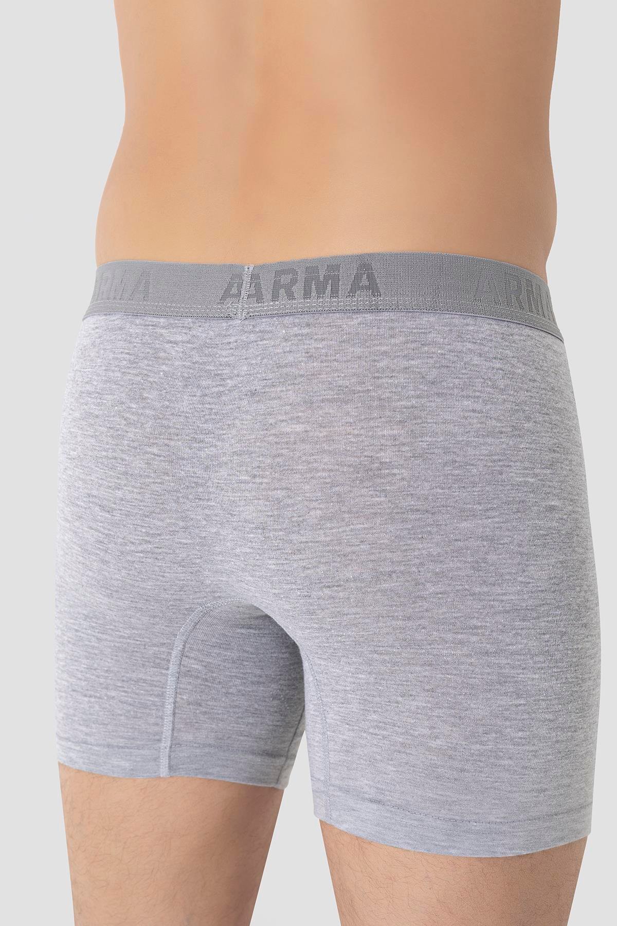 Erkek Gri Büyük Beden Boxer Pamuklu Likralı 10'lu Paket