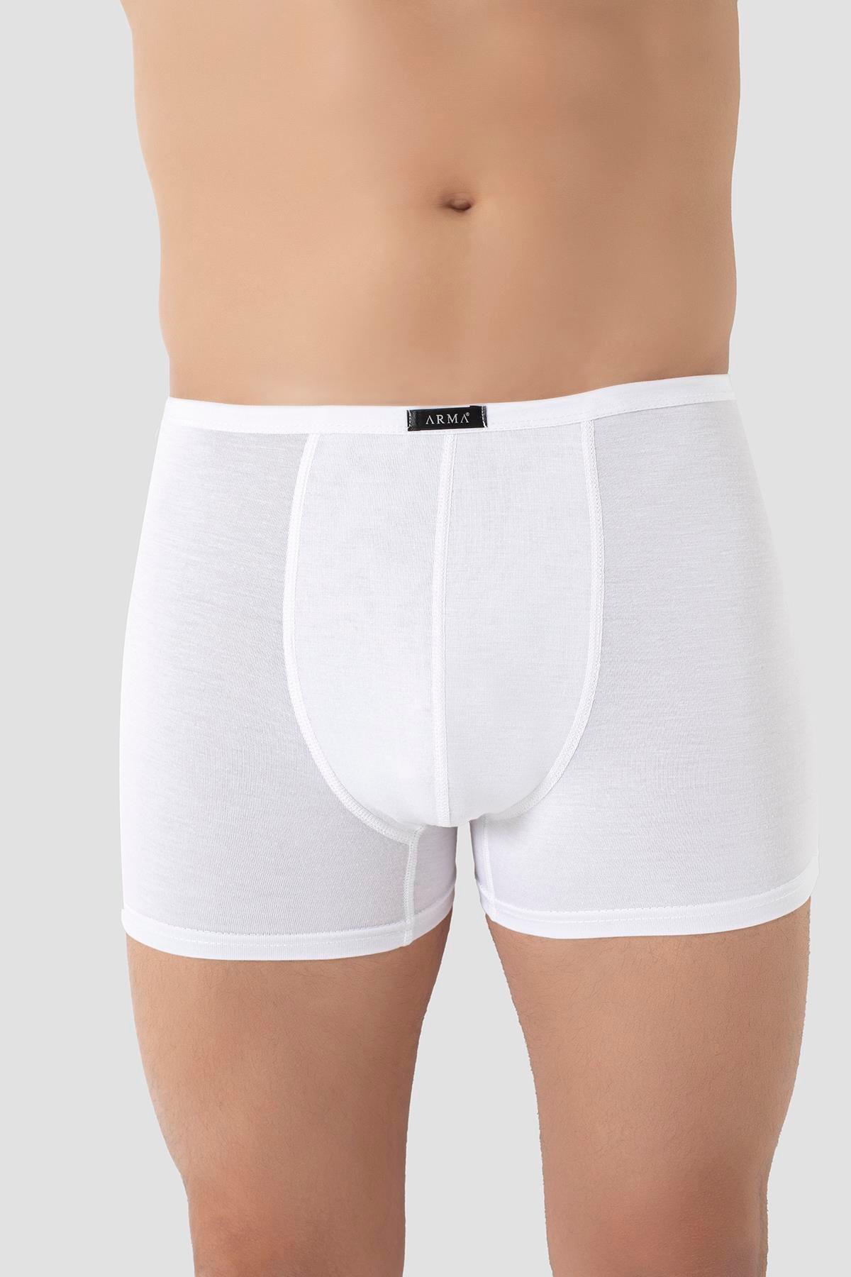 Erkek İnce Bel Lastikli Bambu Boxer Beyaz 5'li Paket