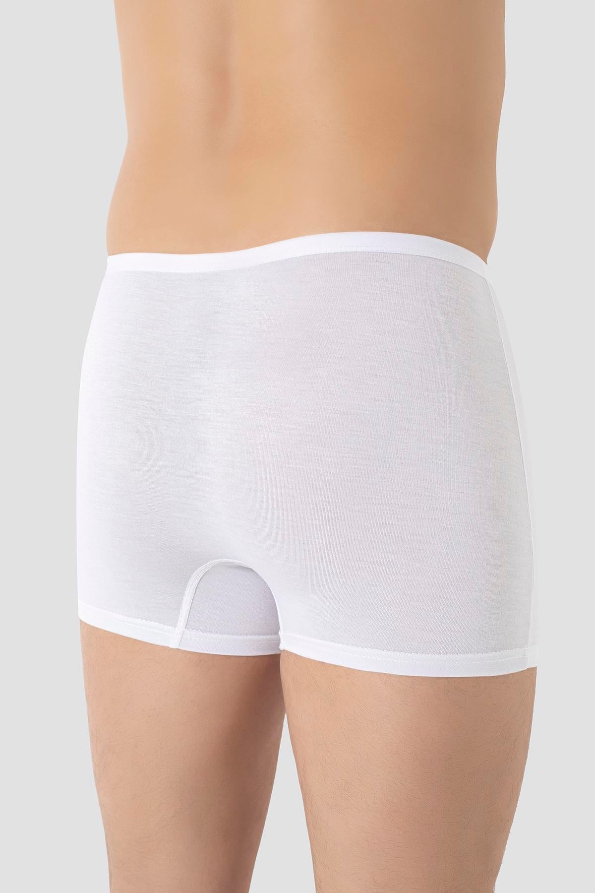 Erkek İnce Bel Lastikli Bambu Boxer Beyaz 5'li Paket