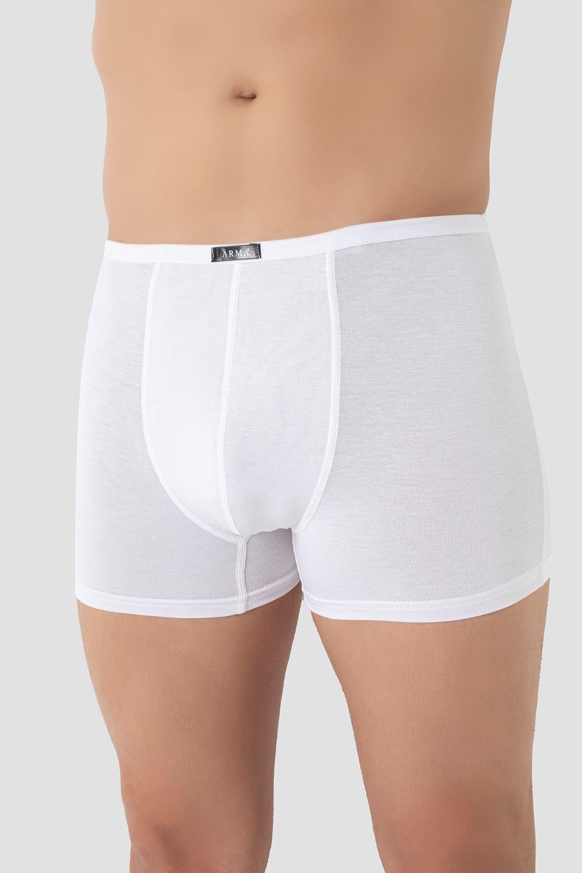 Erkek İnce Bel Lastikli Bambu Boxer Beyaz 5'li Paket