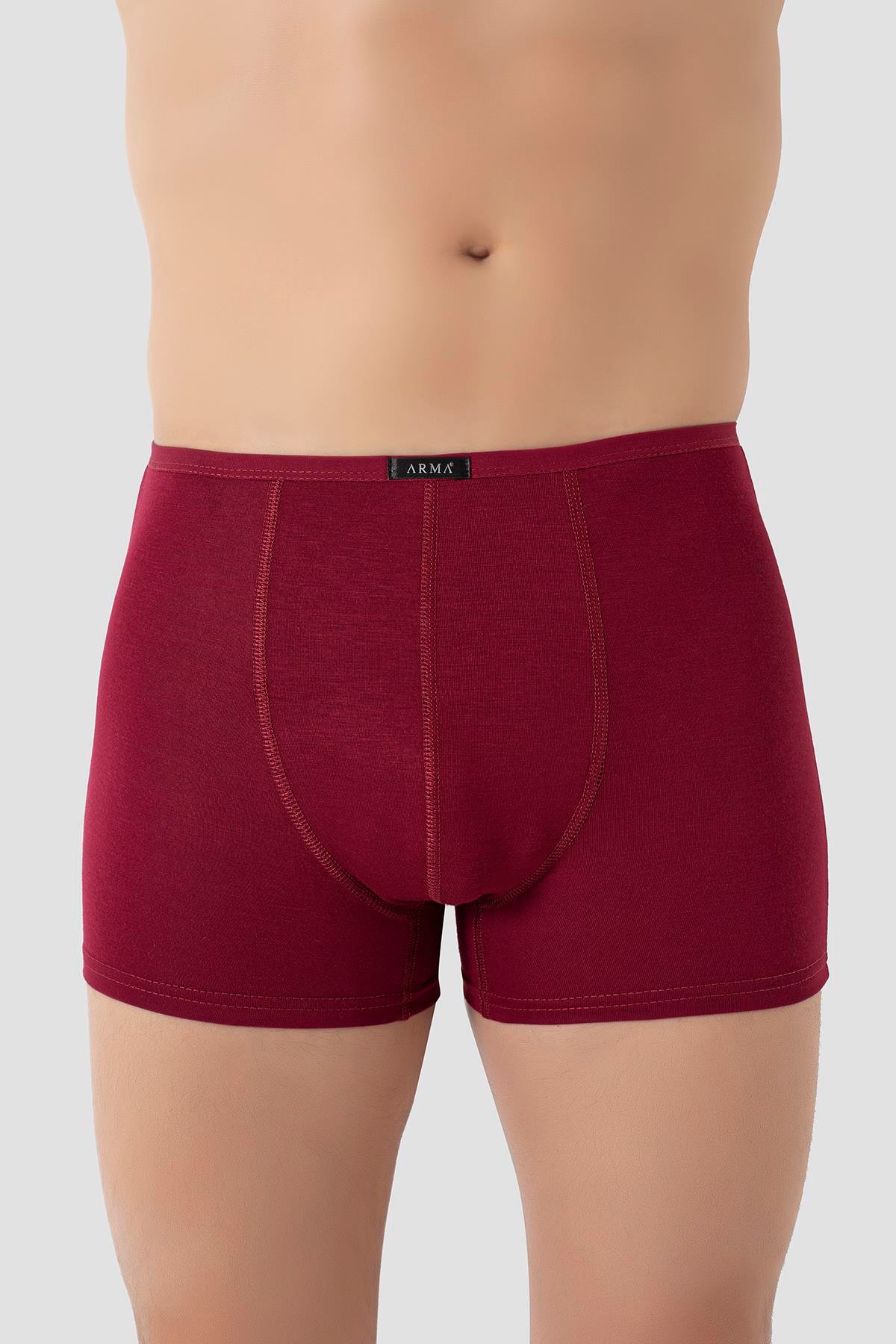 Erkek İnce Bel Lastikli Bambu Boxer Bordo 5'li Paket