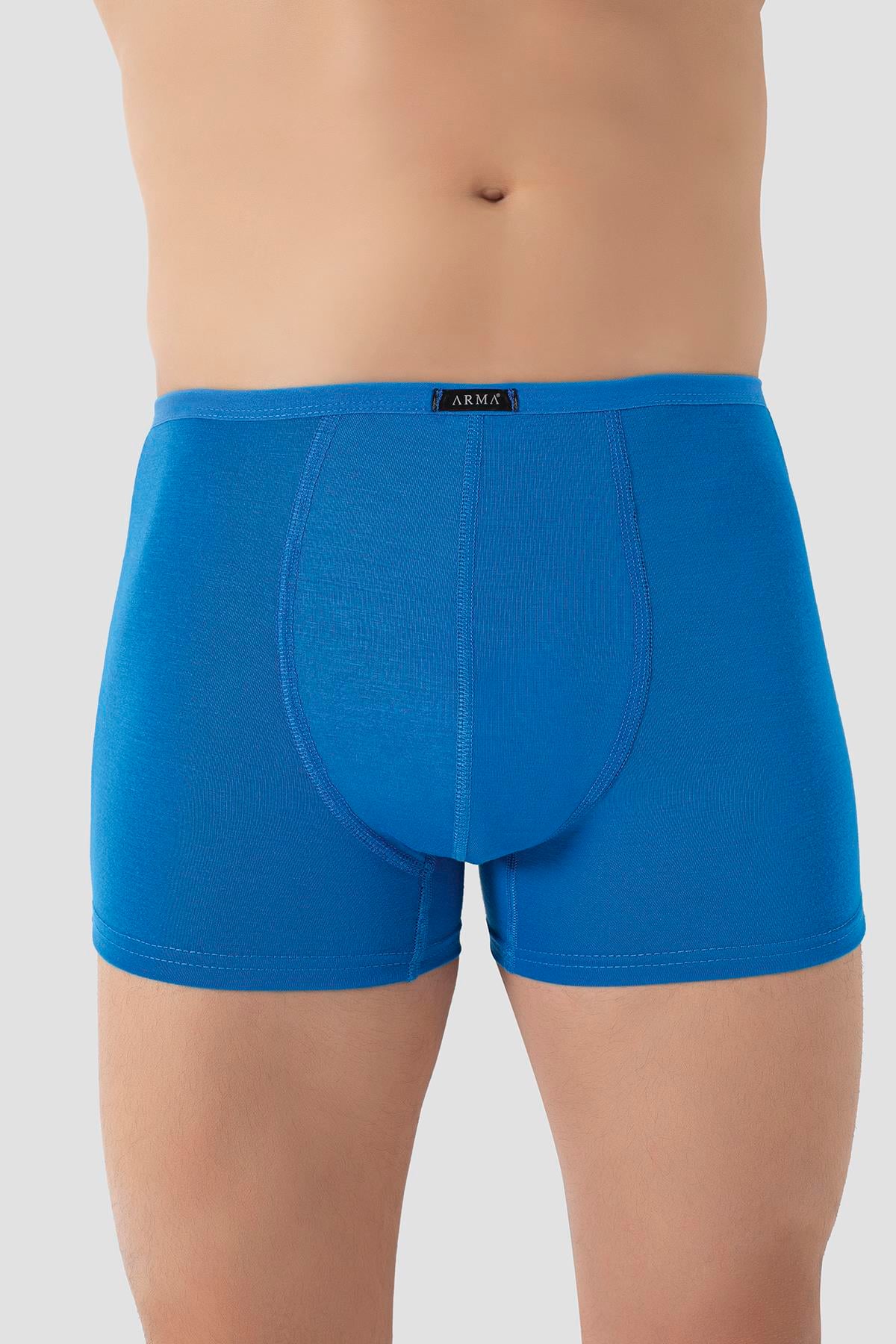Erkek İnce Bel Lastikli Bambu Boxer Mavi 5'li Paket
