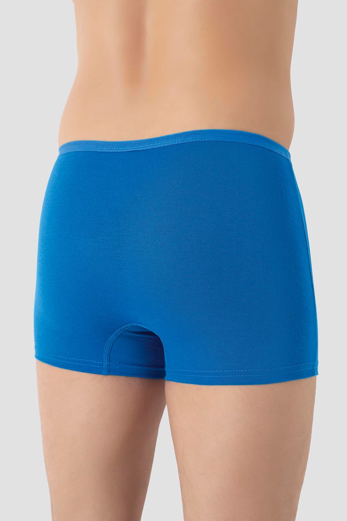 Erkek İnce Bel Lastikli Bambu Boxer Mavi 5'li Paket
