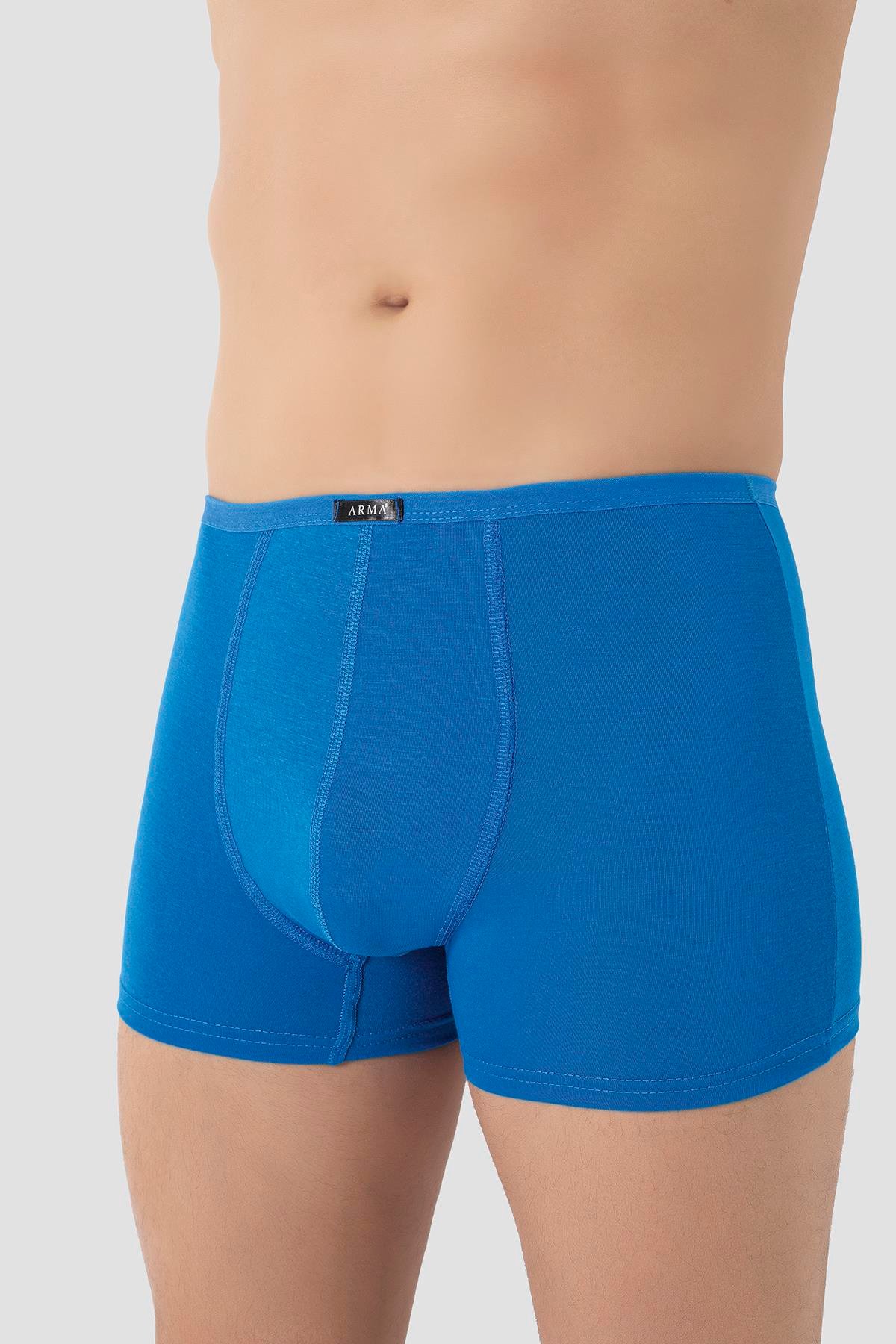 Erkek İnce Bel Lastikli Bambu Boxer Mavi 5'li Paket