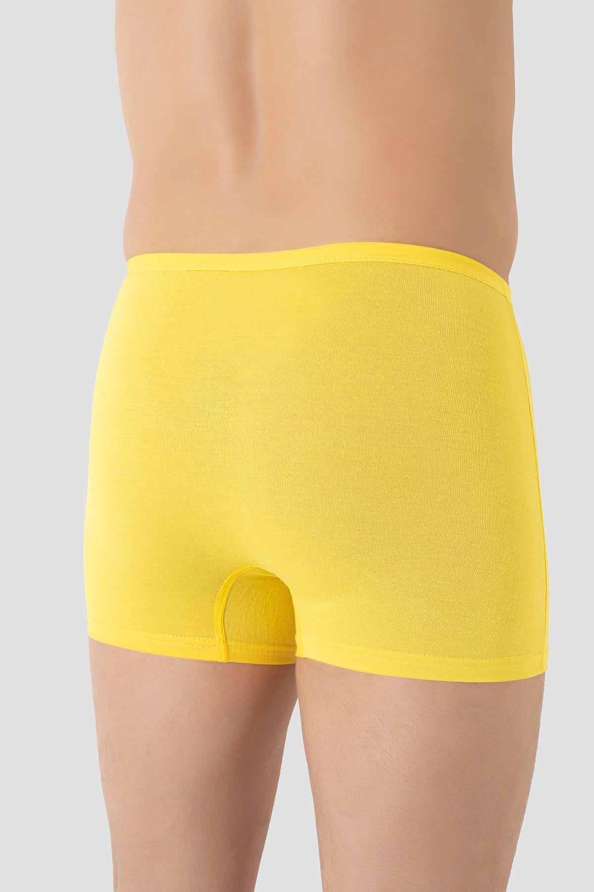 Erkek İnce Bel Lastikli Bambu Boxer Sarı 5'li Paket