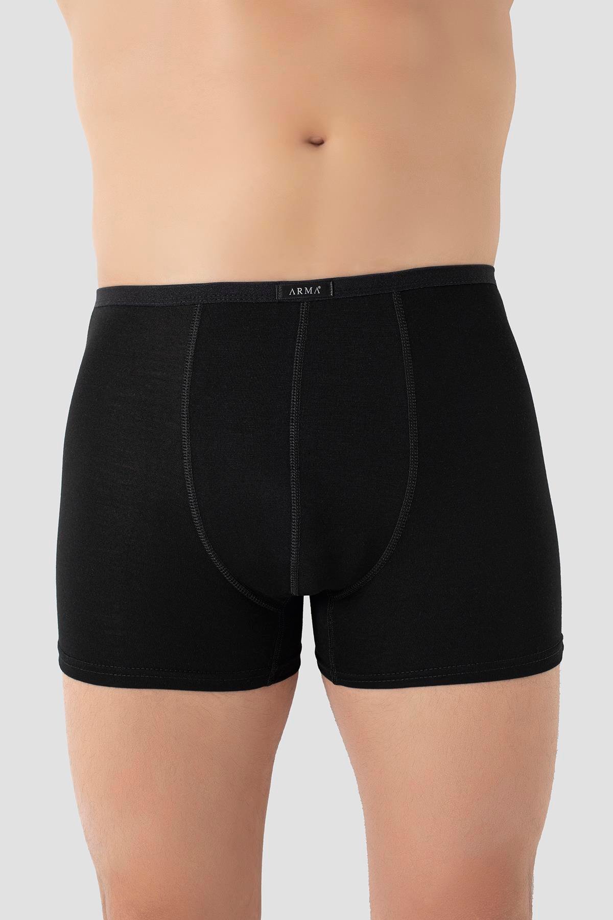 Erkek İnce Bel Lastikli Bambu Boxer Siyah 5'li Paket