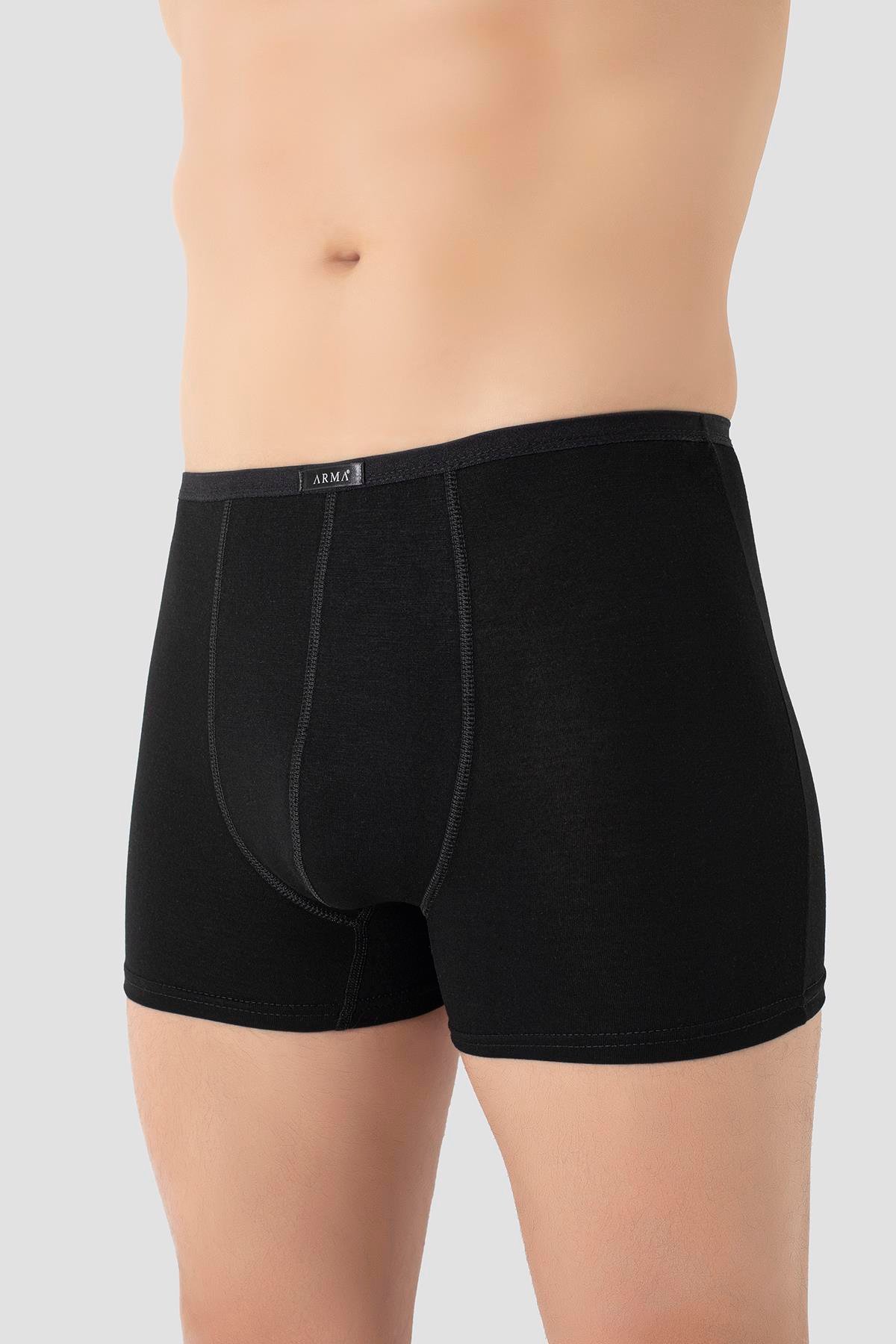 Erkek İnce Bel Lastikli Bambu Boxer Siyah 5'li Paket