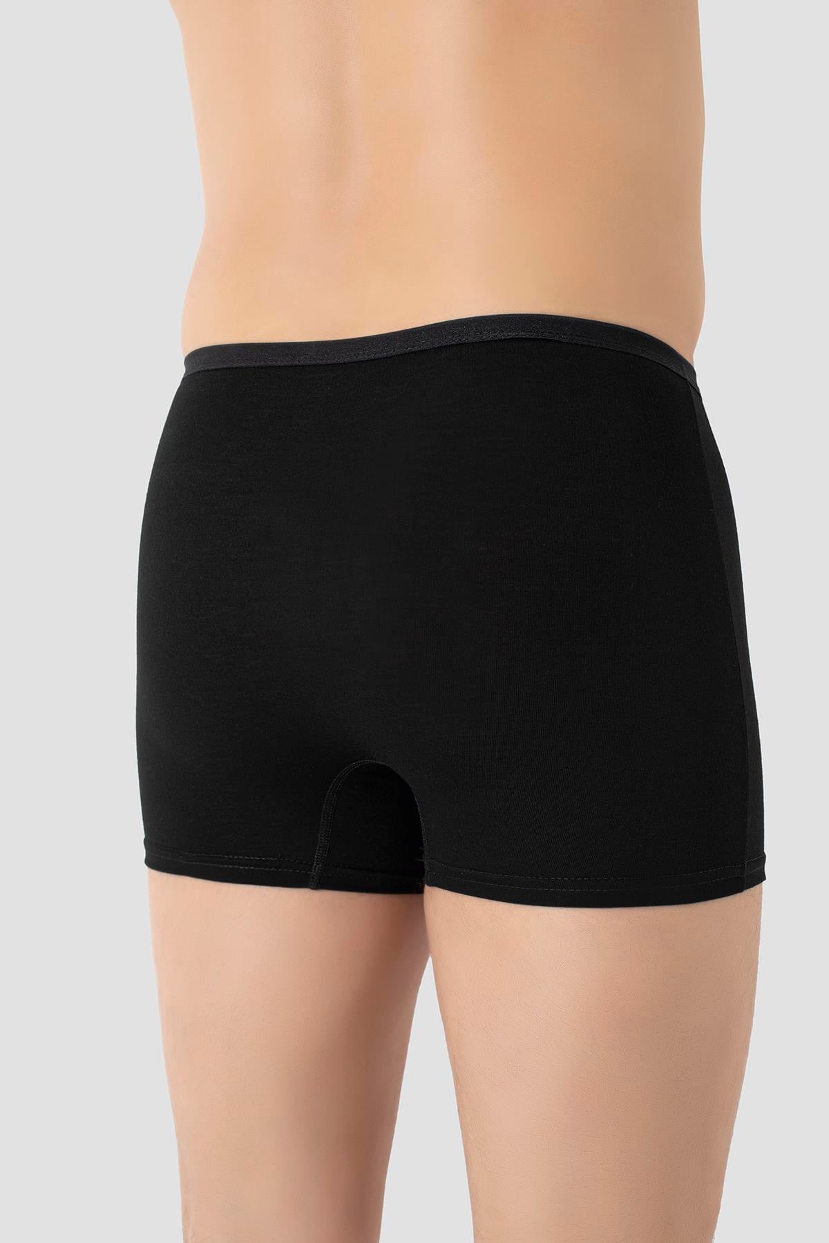 Erkek İnce Bel Lastikli Bambu Boxer Siyah 5'li Paket