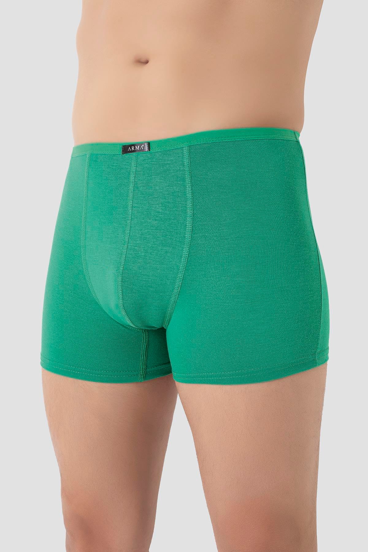 Erkek İnce Bel Lastikli Bambu Boxer Yeşil 5'li Paket